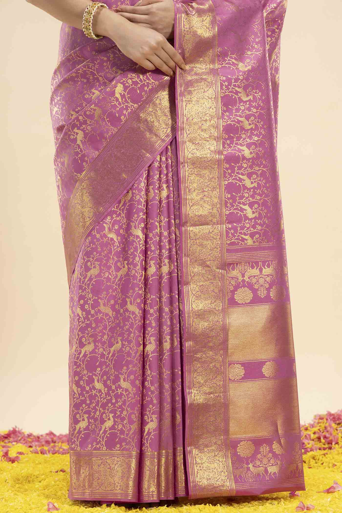 Aaditi-Pink Kanchipuram Silk Saree - Image 5