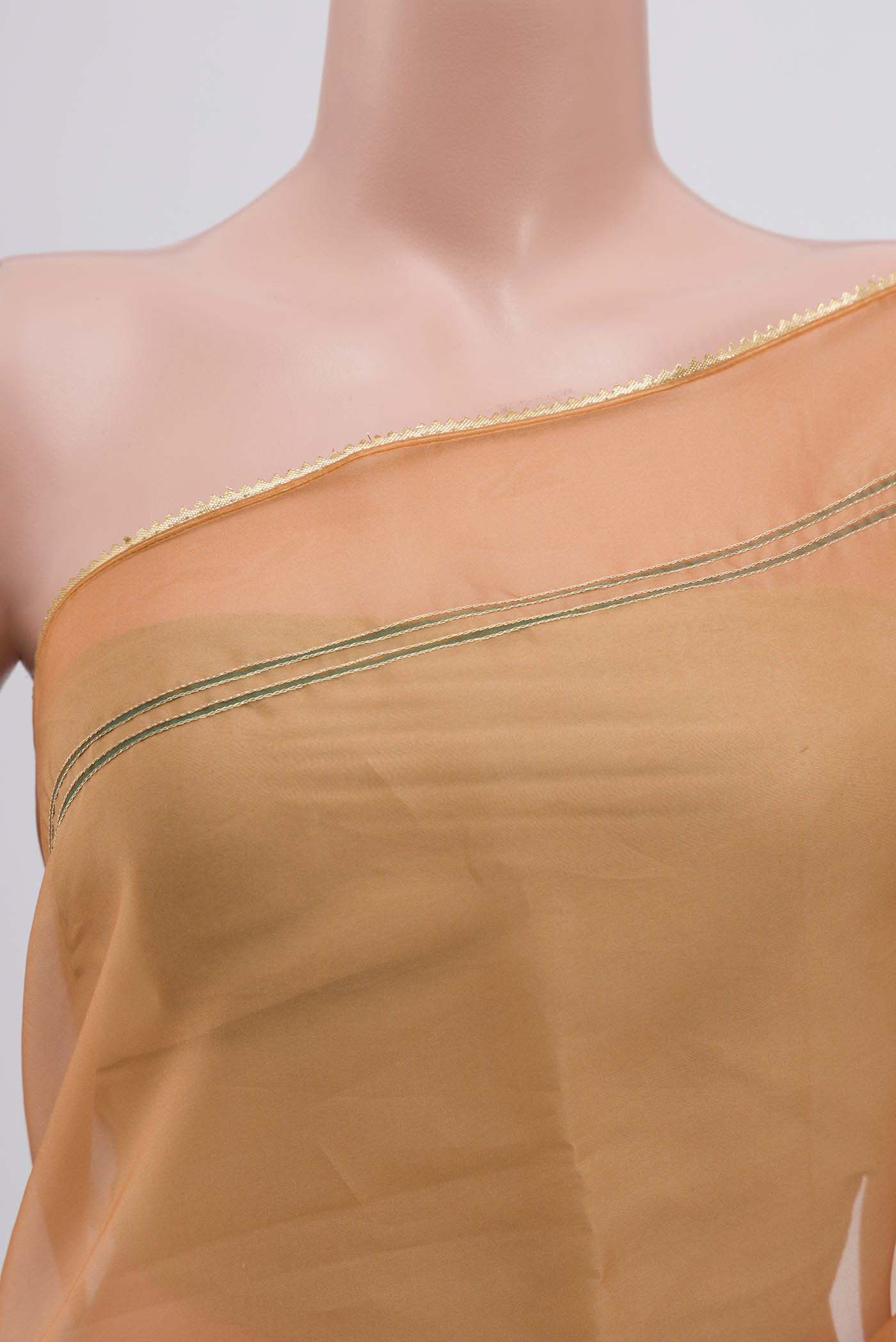 Aboli-Apricot Orange Organza Silk Saree - Image 2