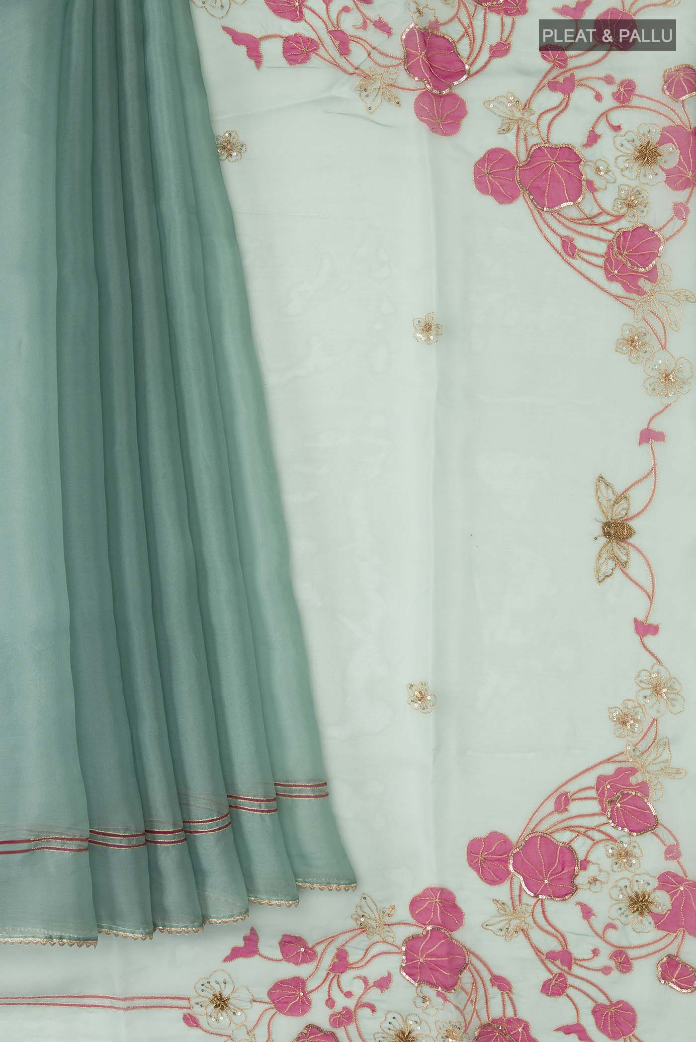 Aboli-Green Organza Silk Saree - Image 2