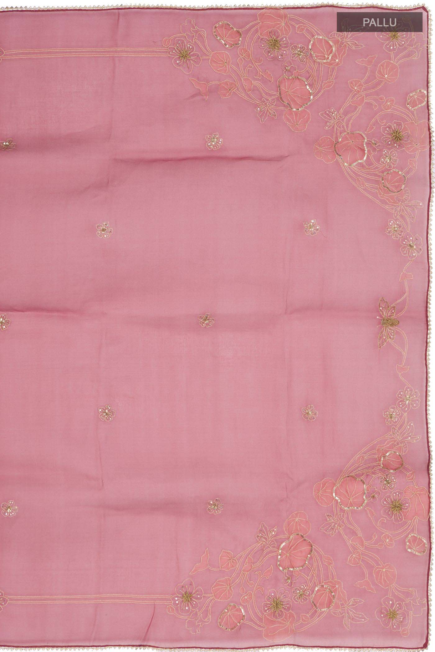 Aboli-Maroon Organza Silk Saree - Image 5