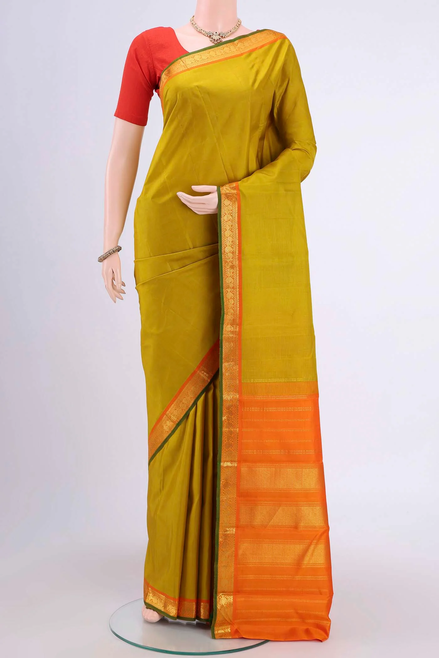 Acid Green Kanjivaram Saree