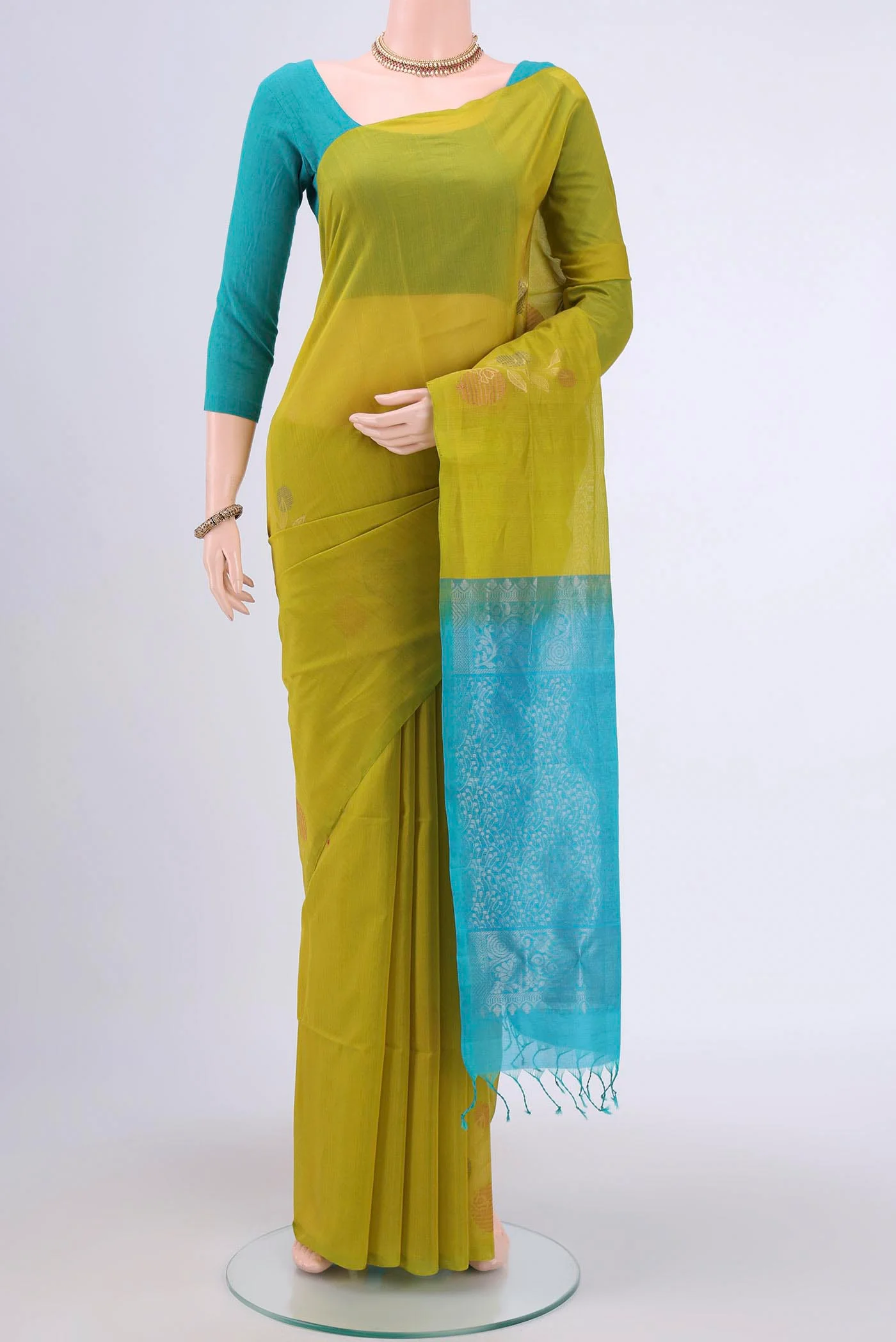 Green Silk Cotton Saree