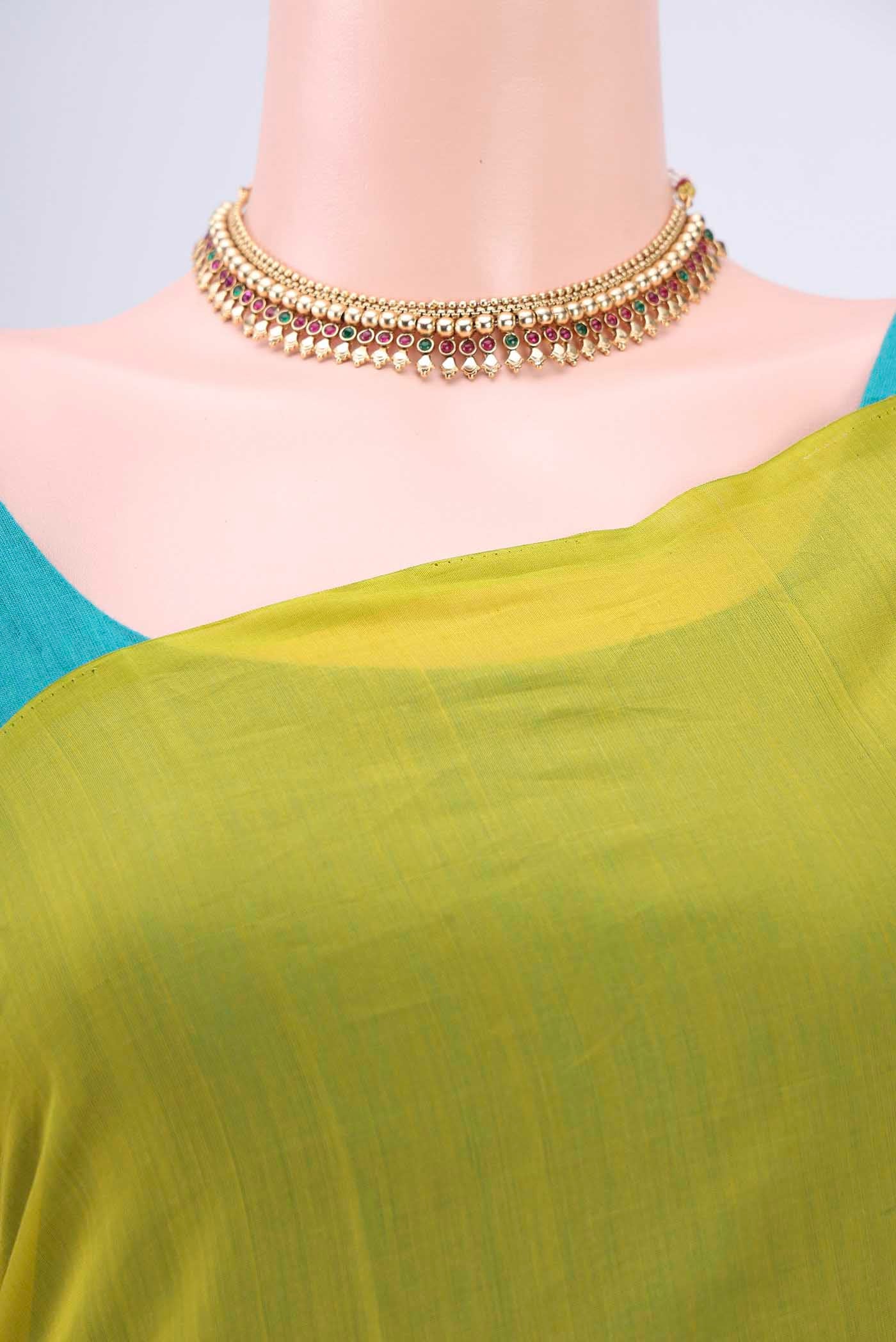 Green Silk Cotton Saree - Image 2