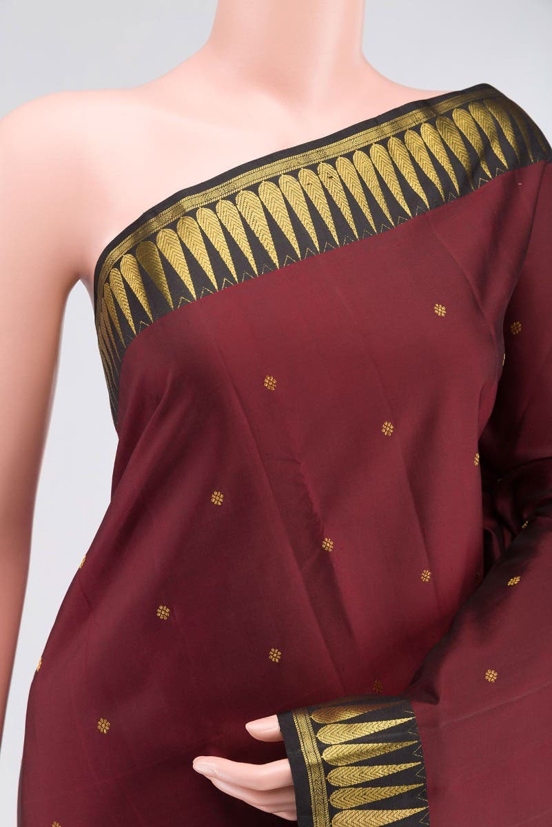 Amara-Maroon Kanchipuram Silk Saree - Image 2