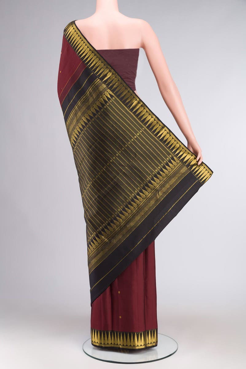 Amara-Maroon Kanchipuram Silk Saree - Image 4