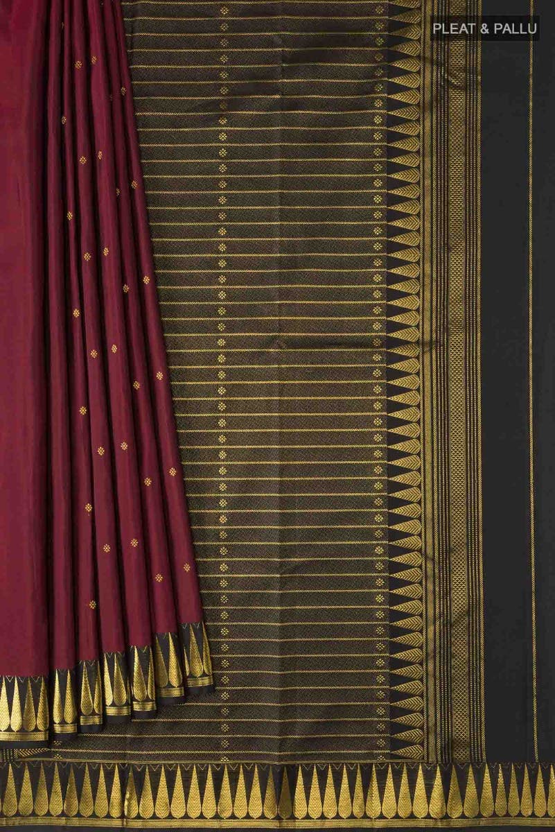 Amara-Maroon Kanchipuram Silk Saree - Image 5