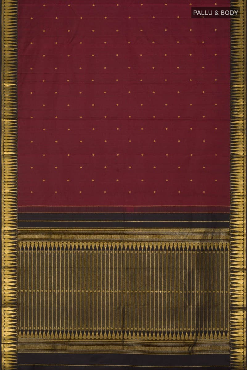 Amara-Maroon Kanchipuram Silk Saree - Image 9