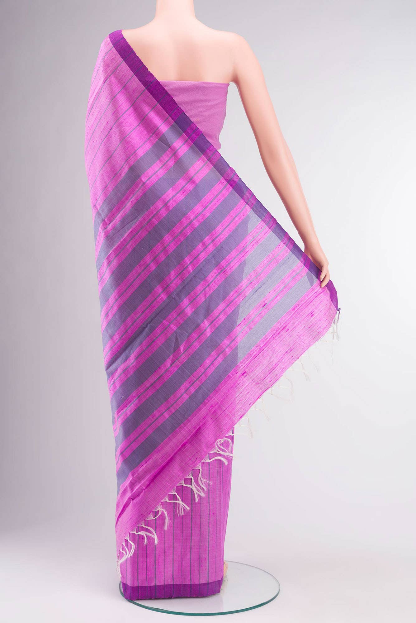 Amisha-Pink Bhagalpuri Tussar Silk Saree - Image 10