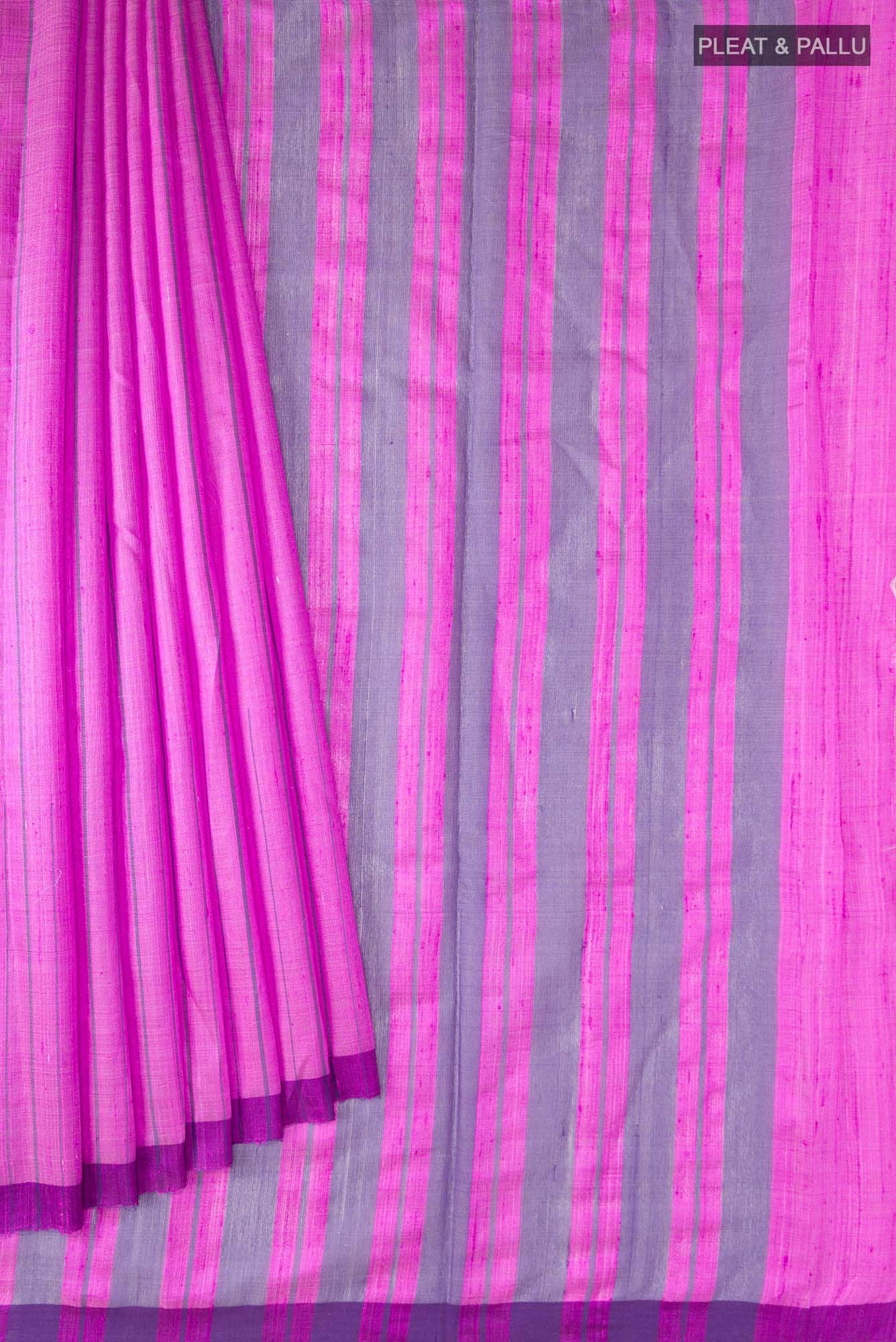 Amisha-Pink Bhagalpuri Tussar Silk Saree - Image 6