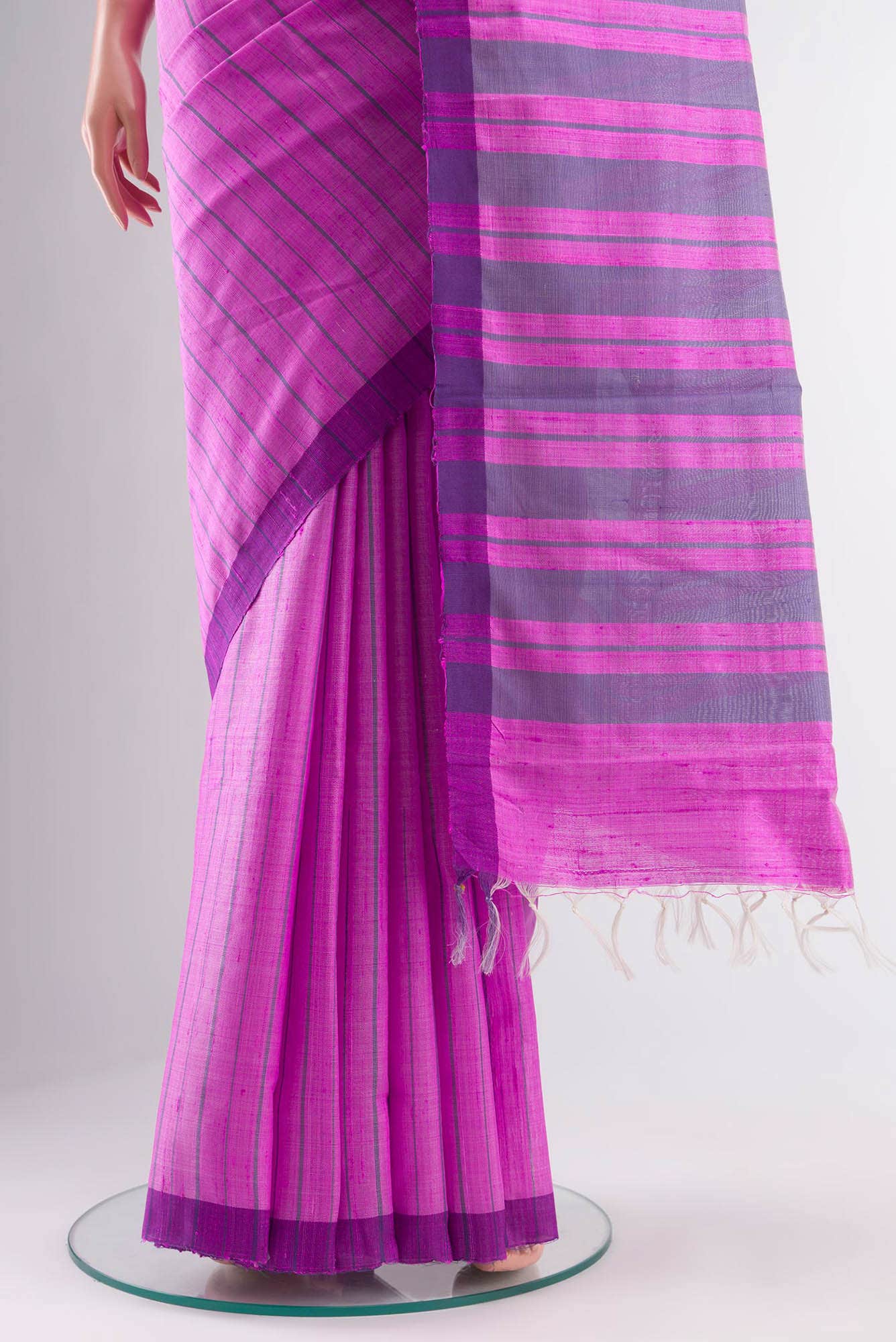 Amisha-Pink Bhagalpuri Tussar Silk Saree - Image 9