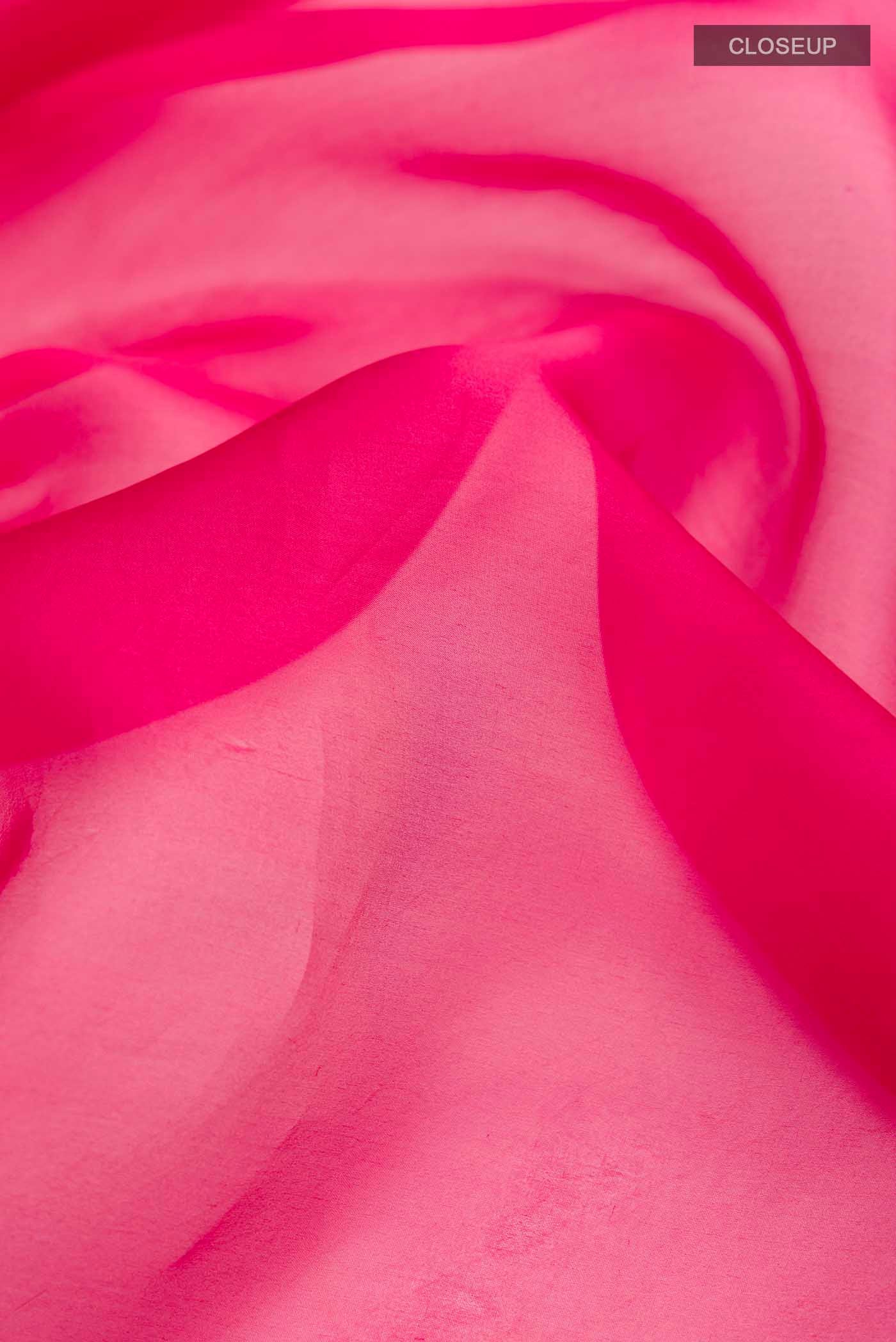 Bahar-Ruby Red Organza Silk Saree - Image 2