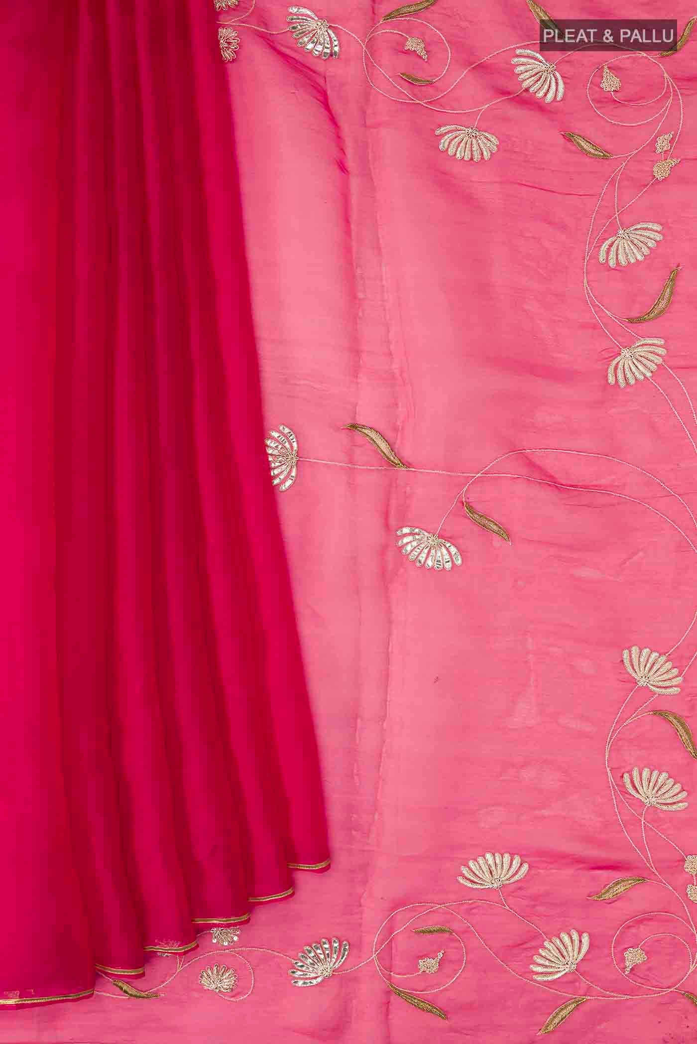 Bahar-Ruby Red Organza Silk Saree - Image 4