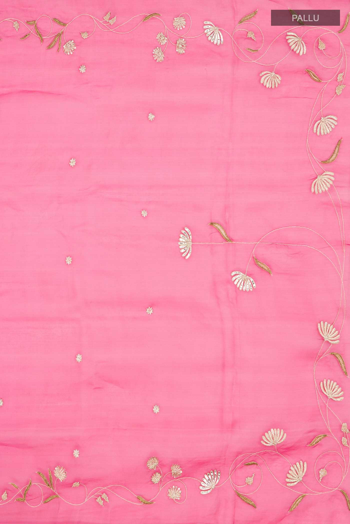 Bahar-Ruby Red Organza Silk Saree - Image 7
