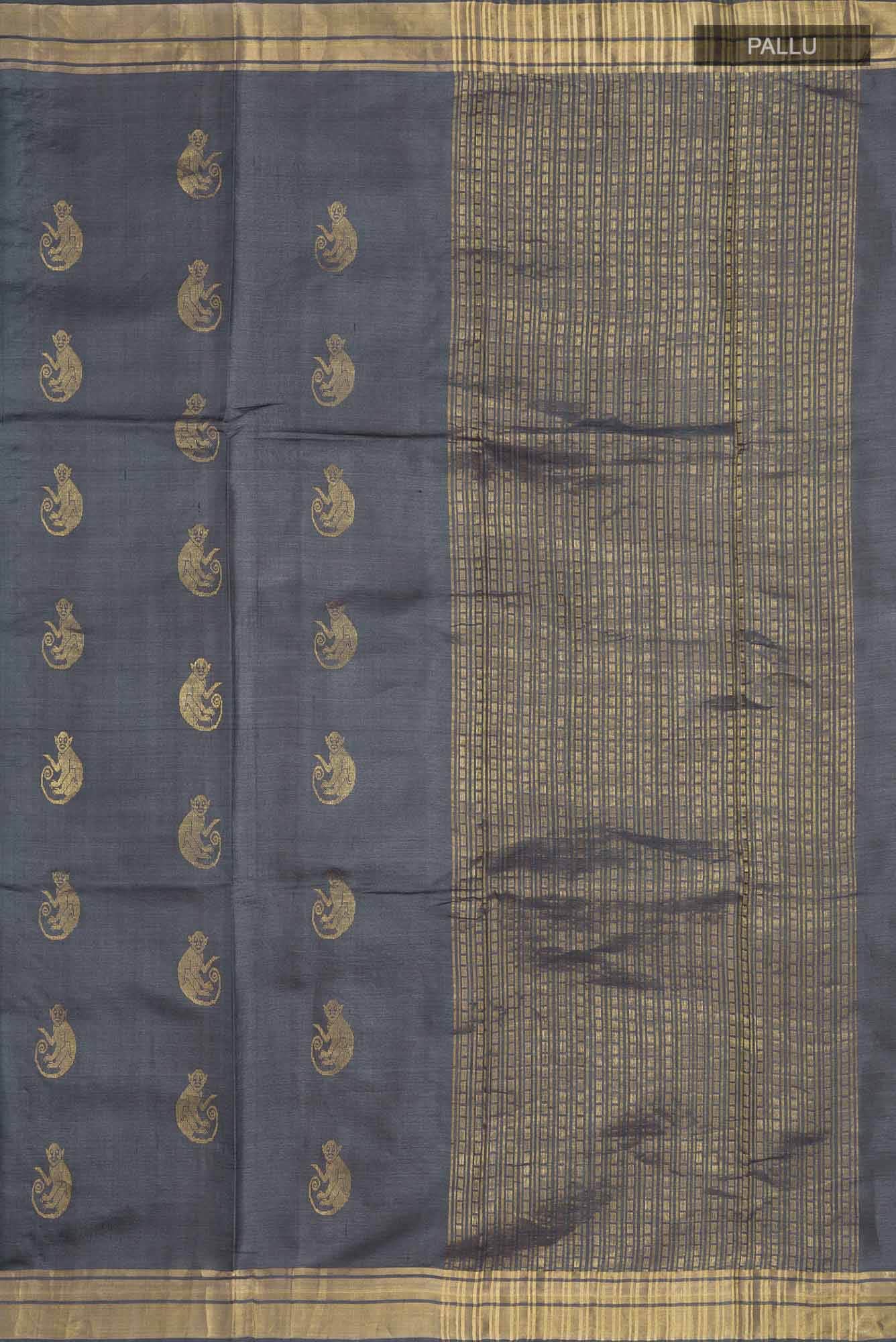 Banana Bandit-Grey Bhagalpuri Tussar Silk Saree - Image 5