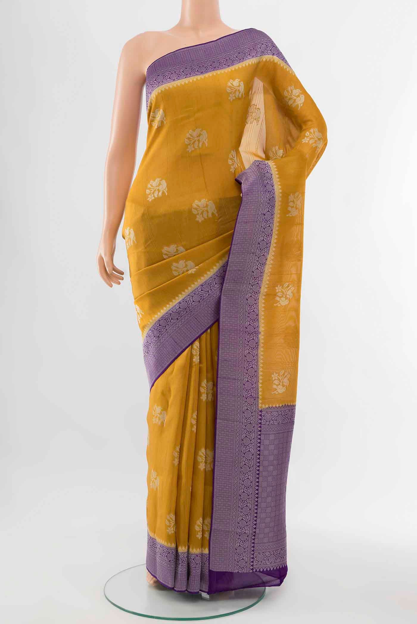Yellow Blended Art Silk Saree