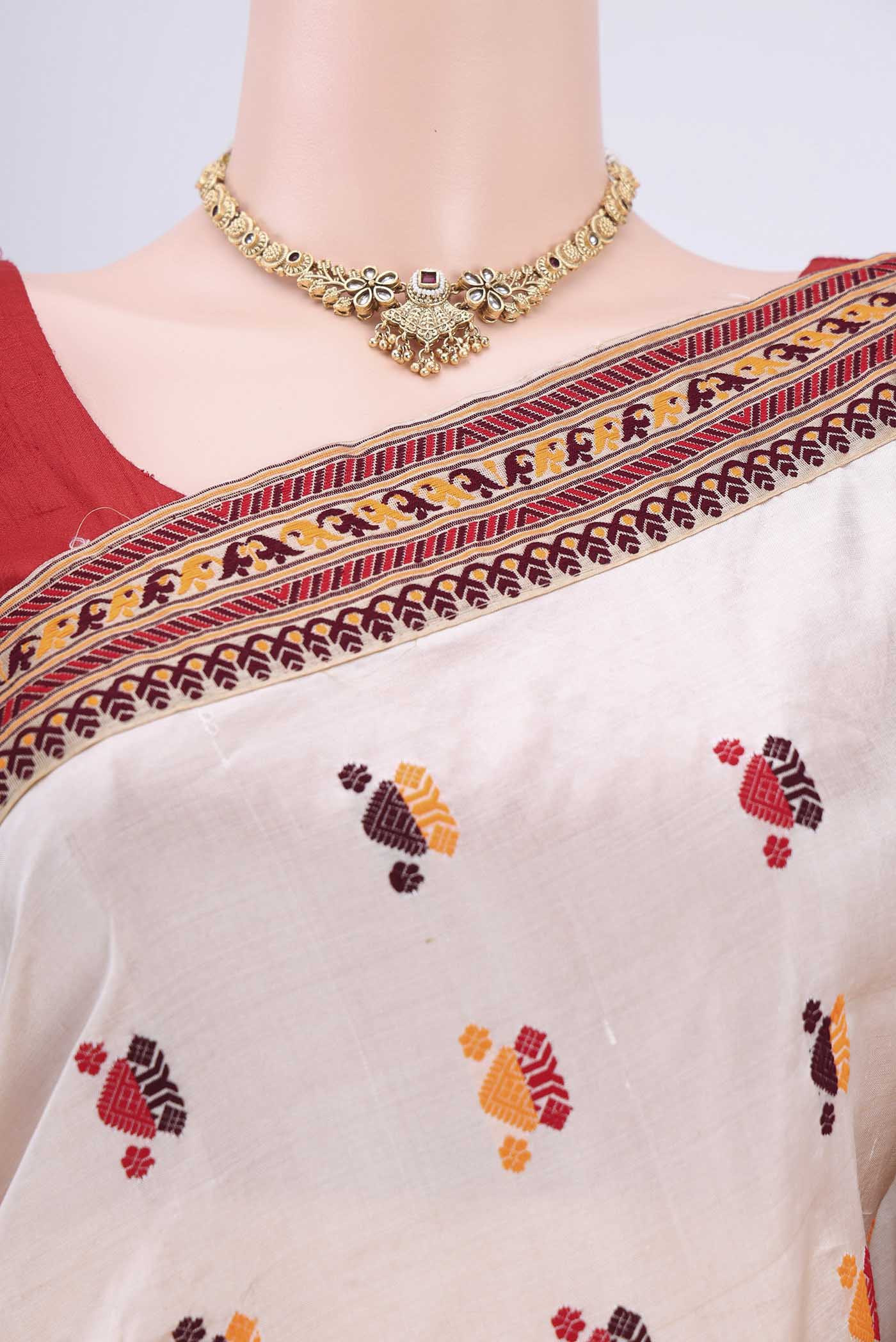 Beige Assam Silk Saree - Image 2