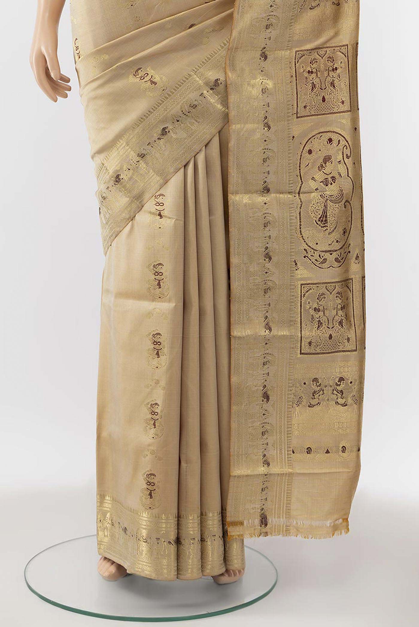 Beige Baluchari Silk Saree - Image 3