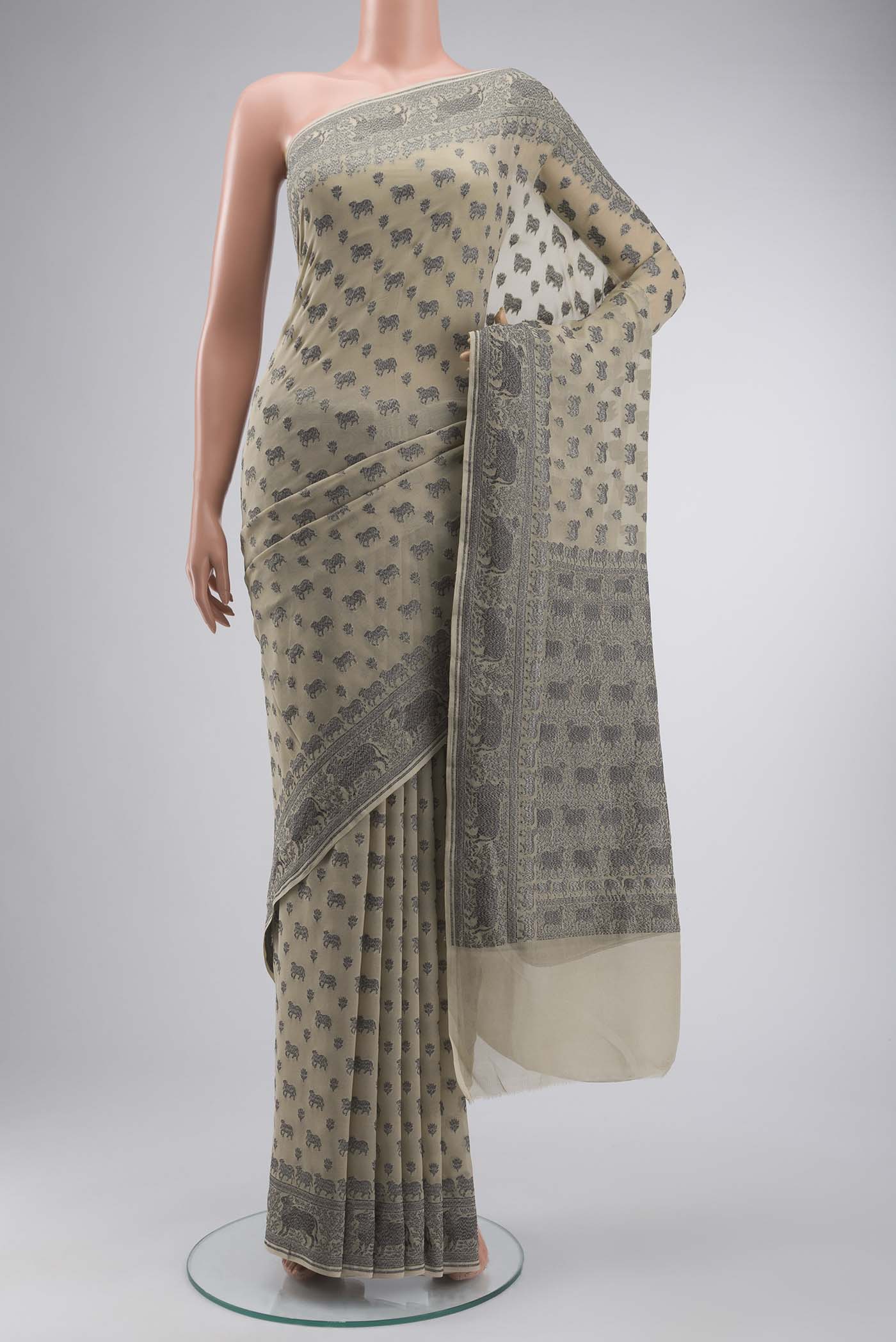 Beige Banarasi Georgette Saree
