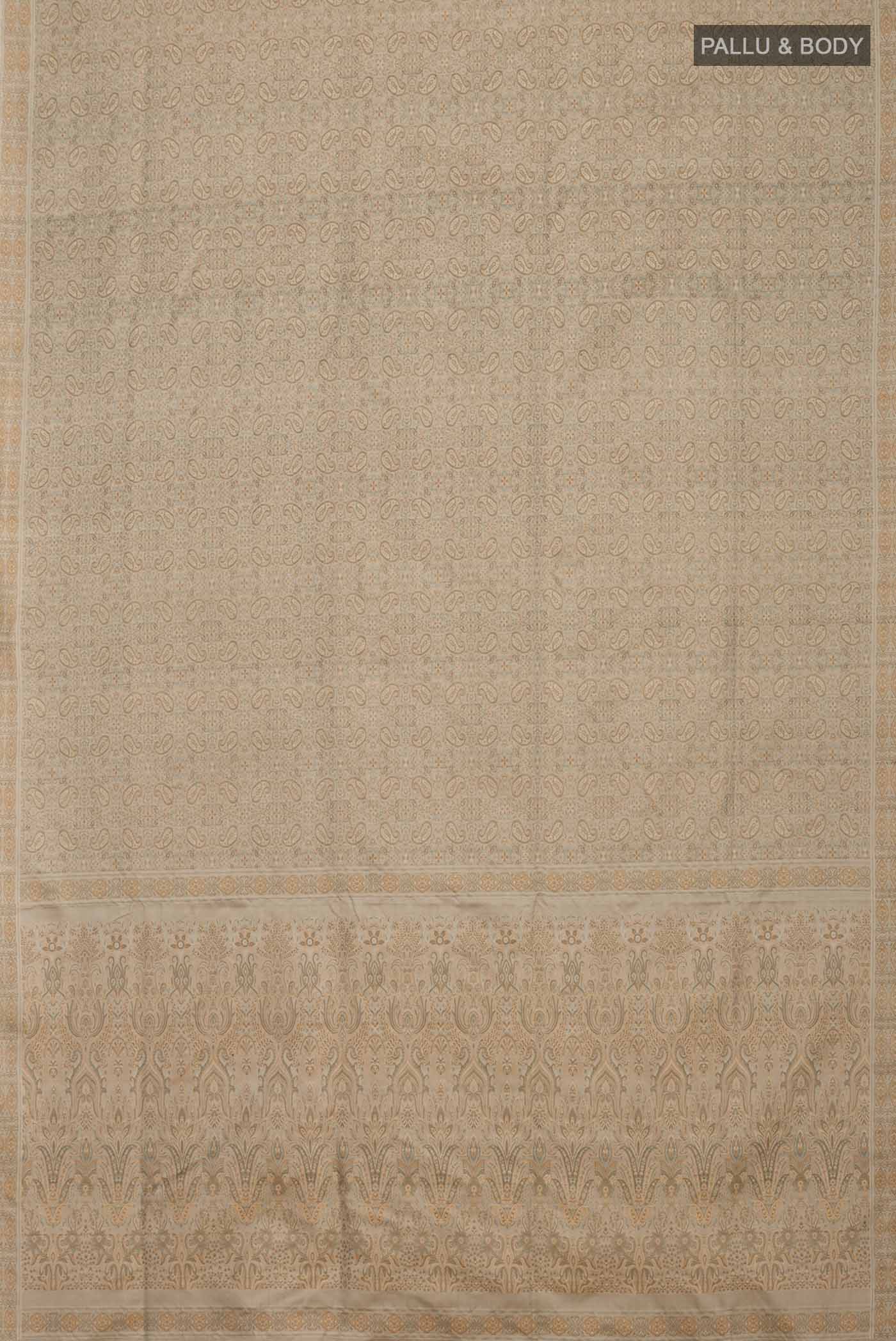 Beige Banarasi Tanchoi Silk Saree - Image 6
