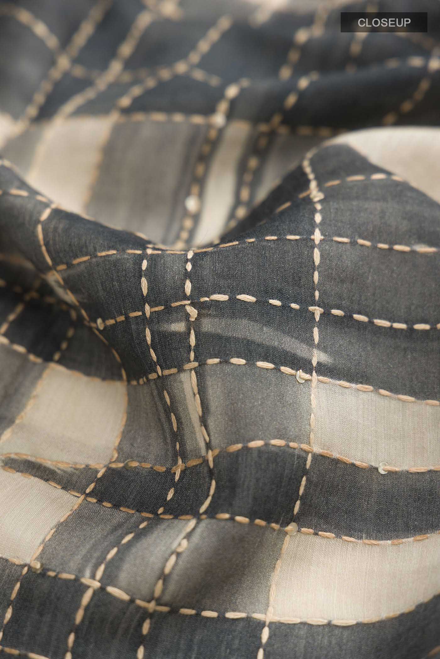 Beige Bhagalpuri Tussar Silk Saree - Image 2