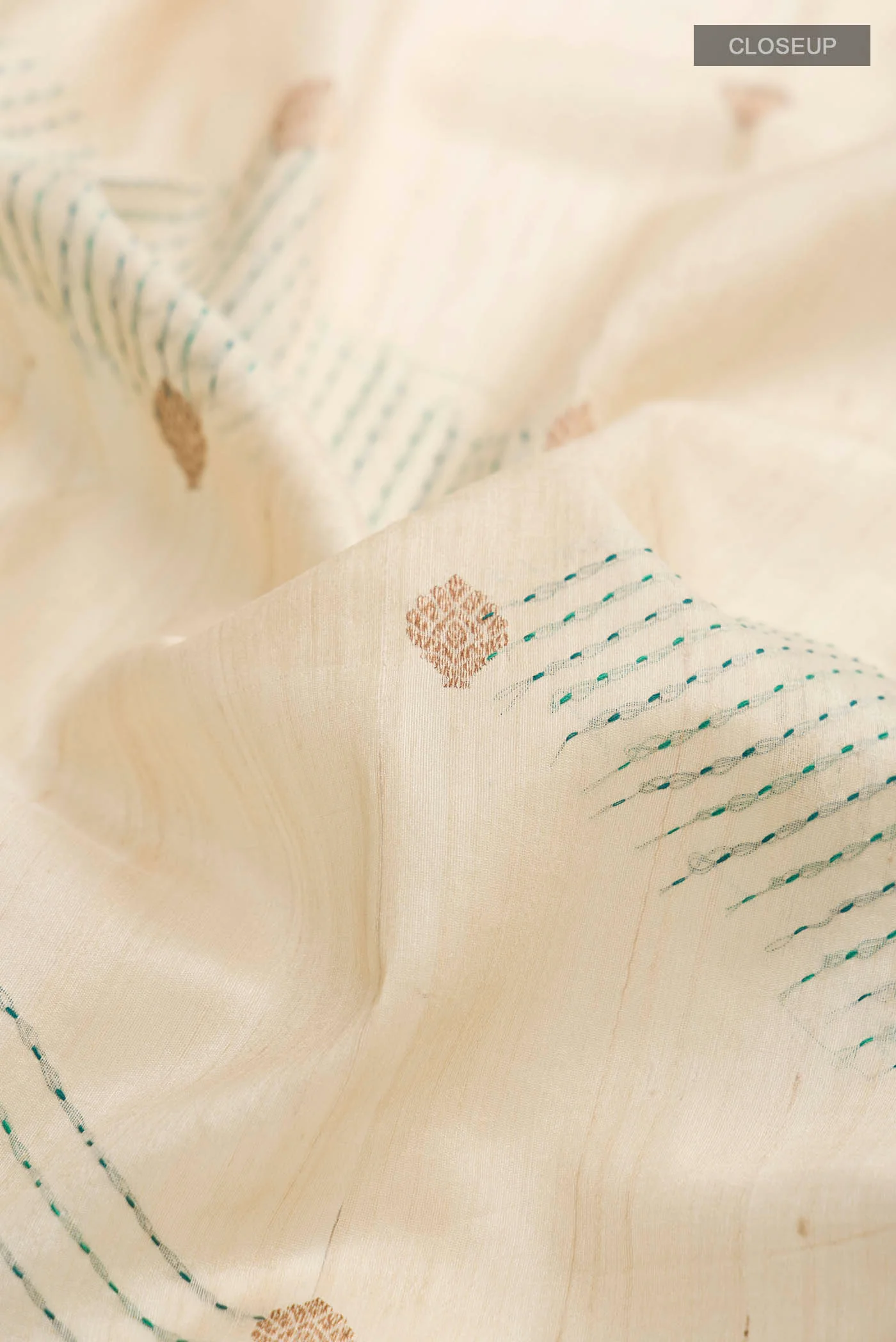 Beige Bhagalpuri Tussar Silk Saree - Image 2