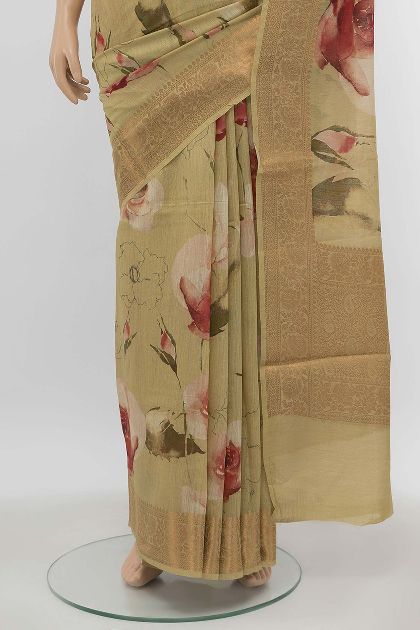 Beige Bhagalpuri Tussar Silk Saree - Image 3