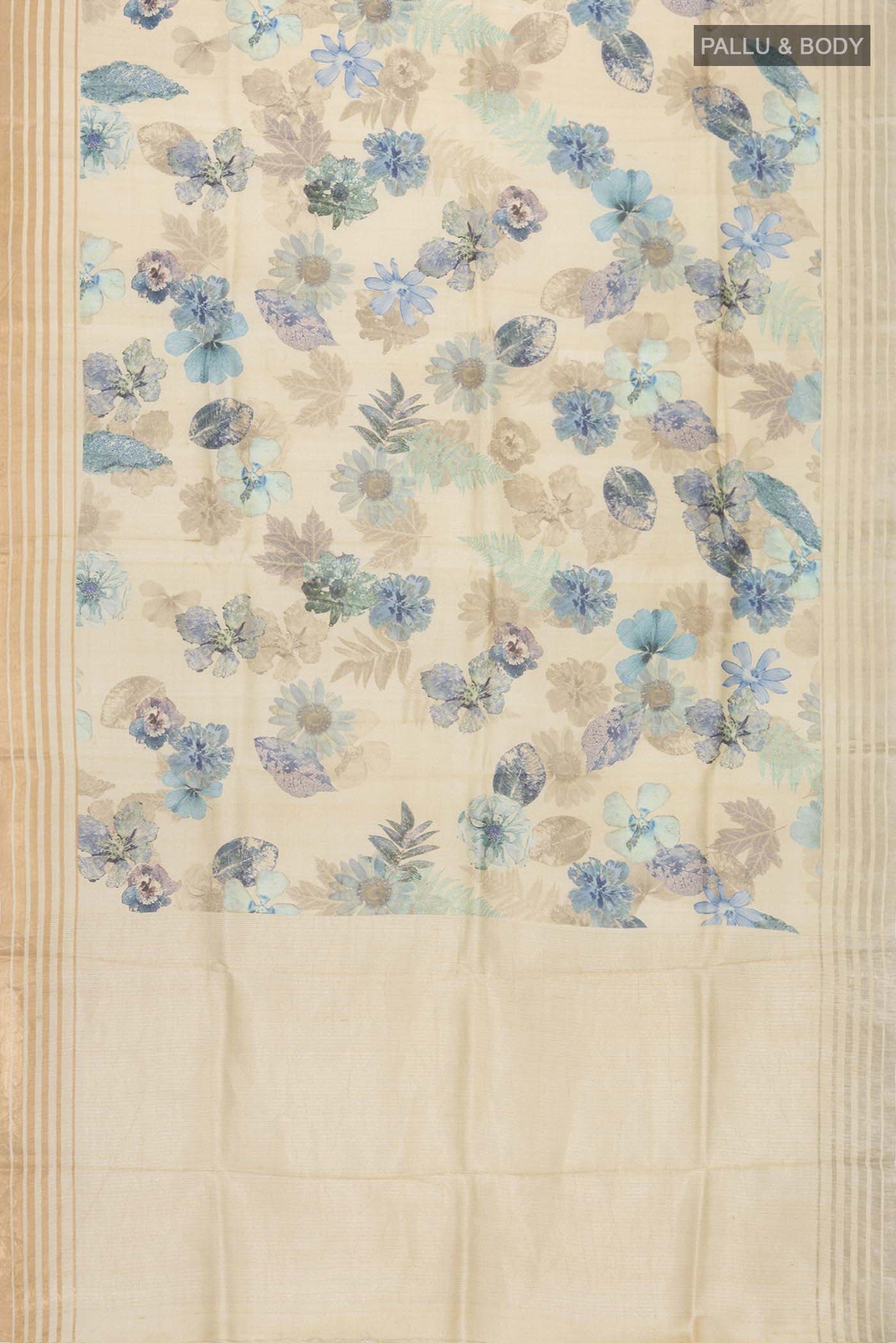 Beige Bhagalpuri Tussar Silk Saree - Image 6