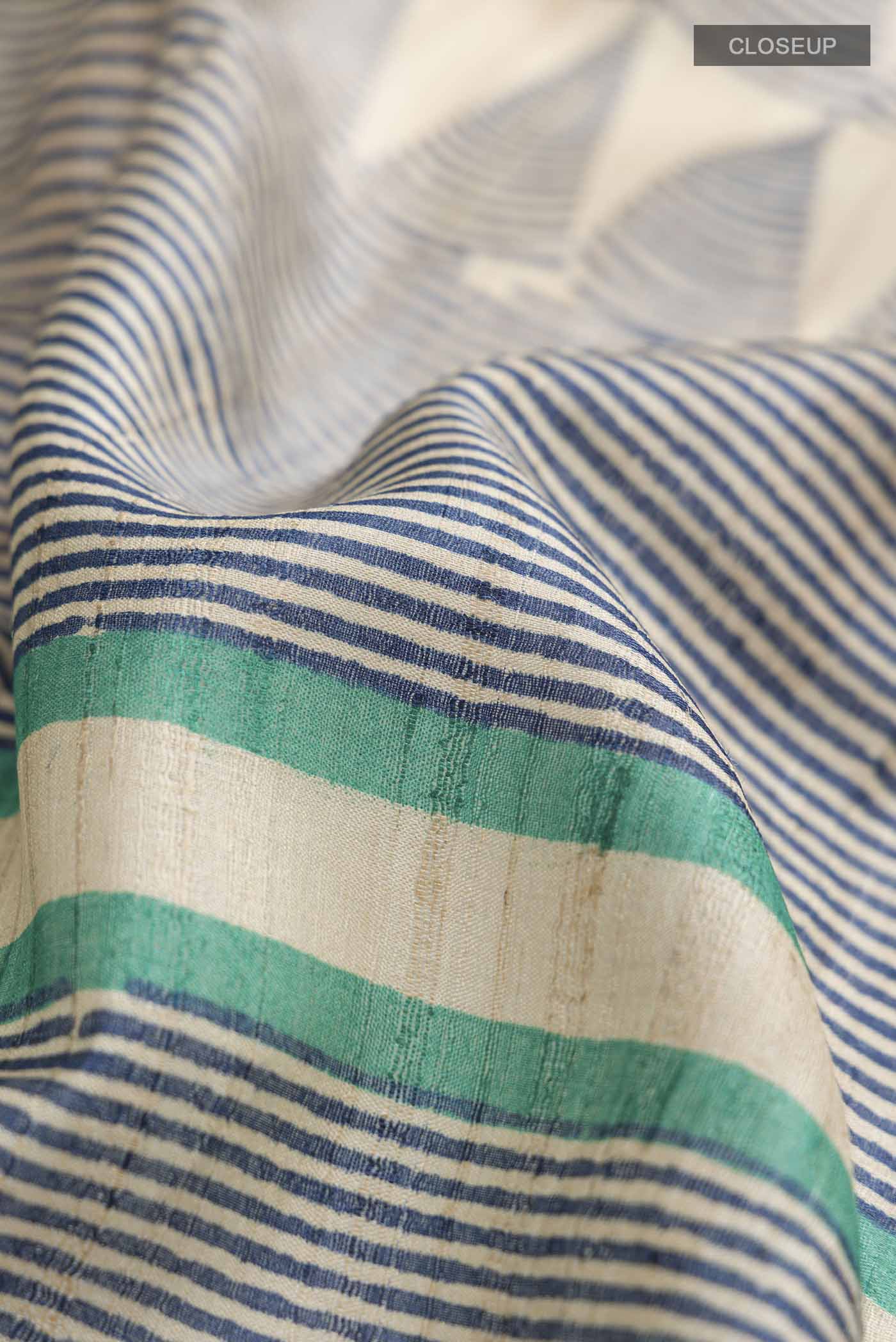 Beige Bhagalpuri Tussar Silk Saree - Image 2