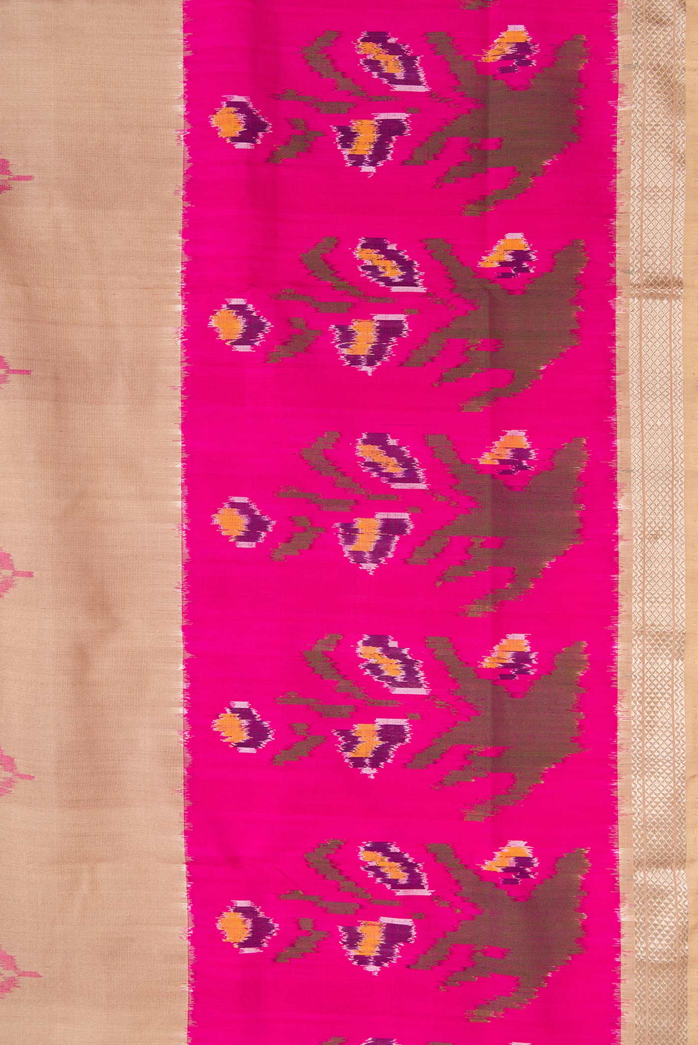 Beige Pochampally Silk Saree - Image 3