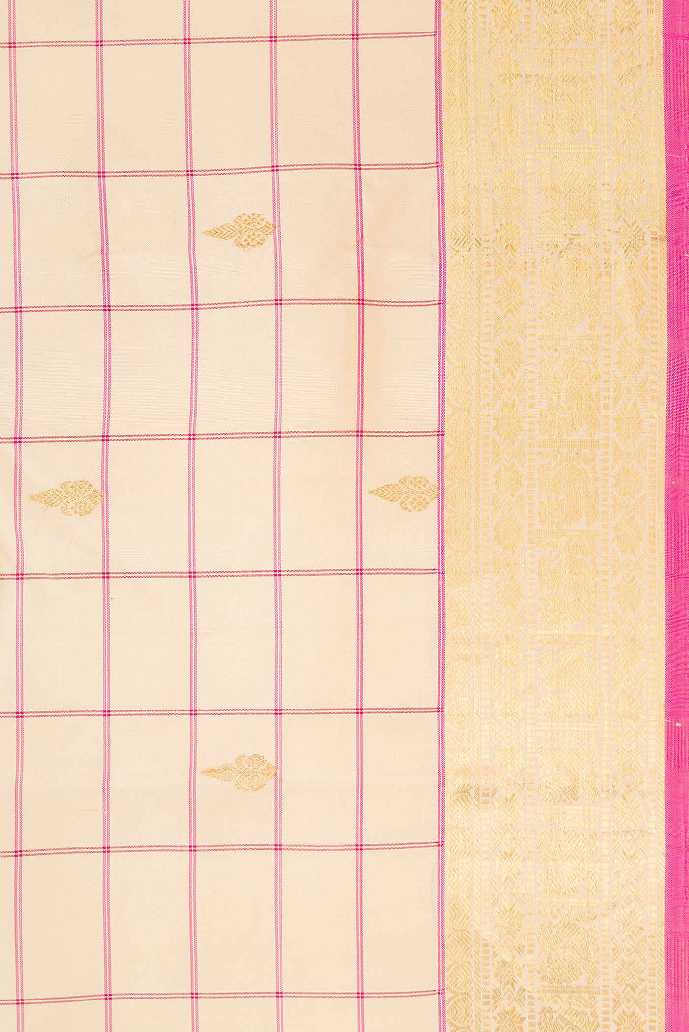 Cream Kanchipuram Silk Saree - Image 3