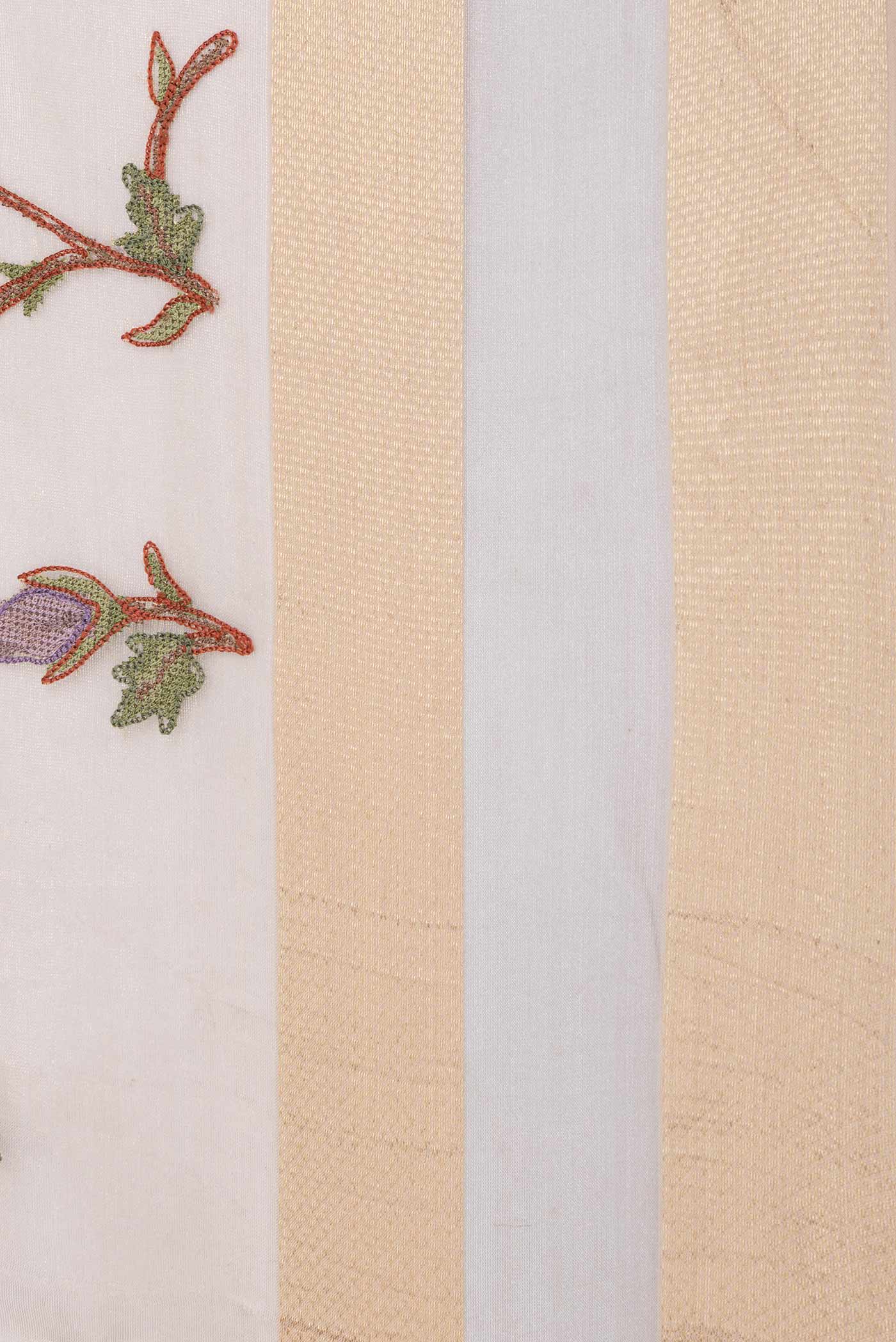 Beige Dual Tone Organza Silk Saree - Image 3