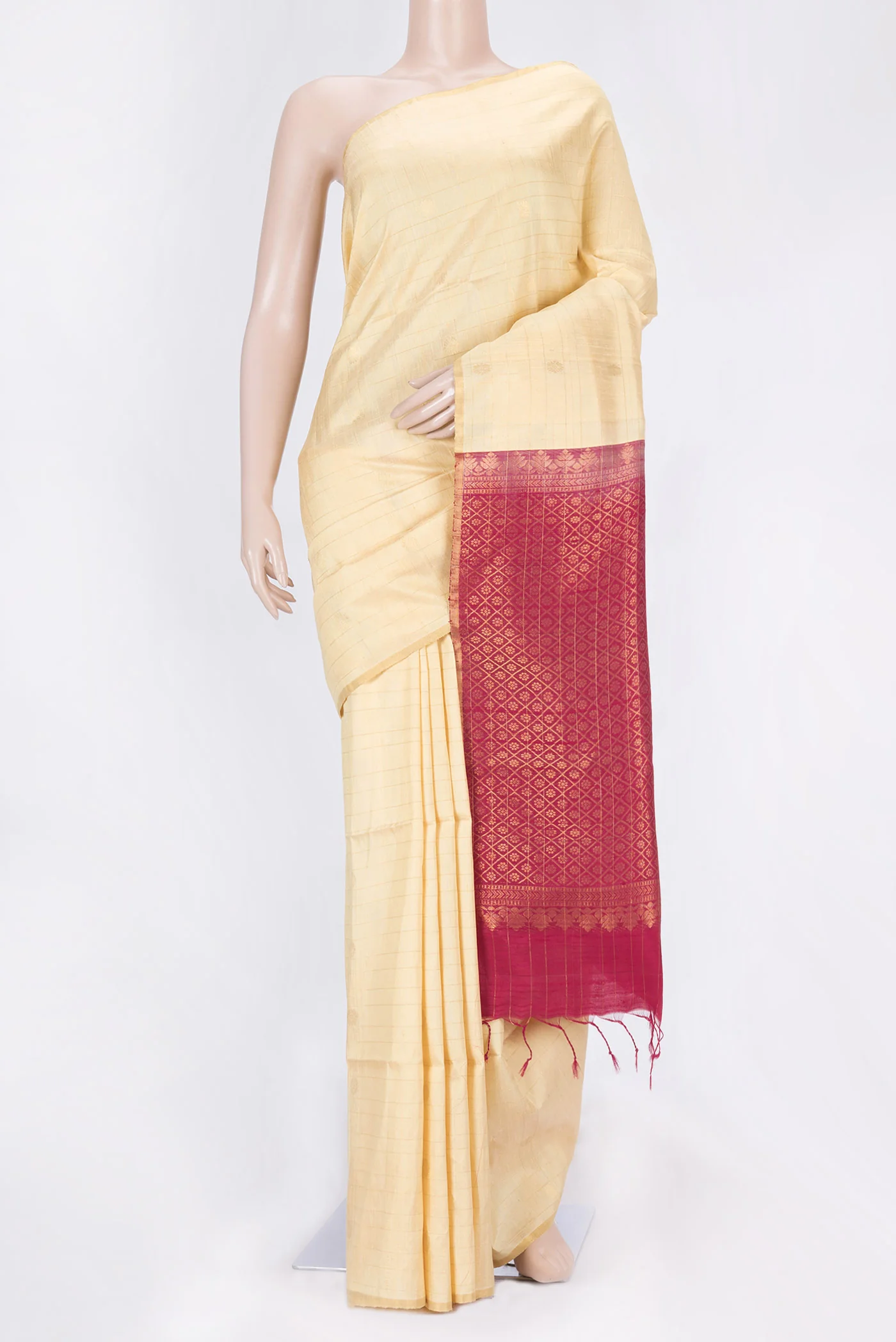 Beige Dual Tone Raw Silk Saree
