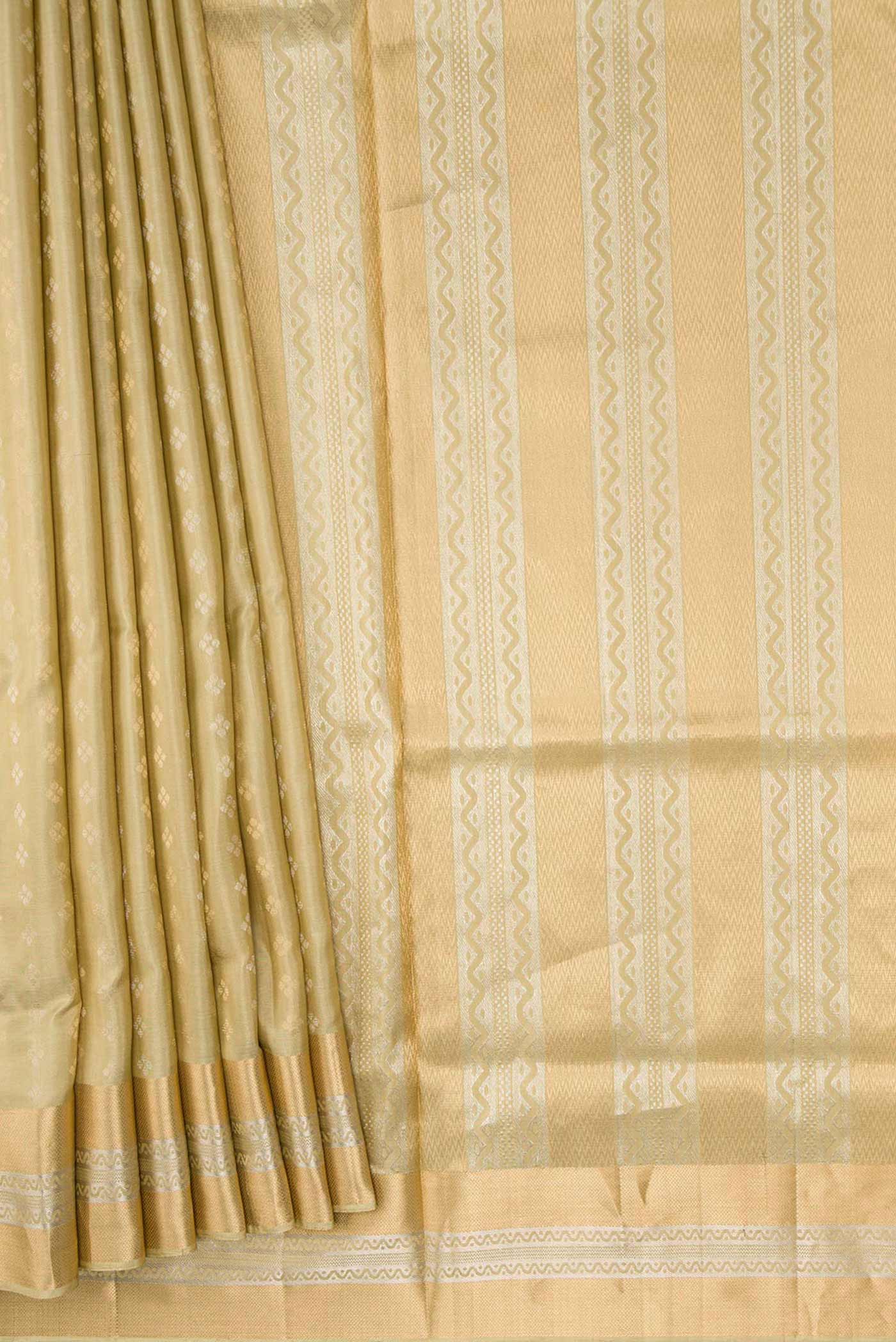 Beige Dual Tone Soft Silk Saree - Image 4
