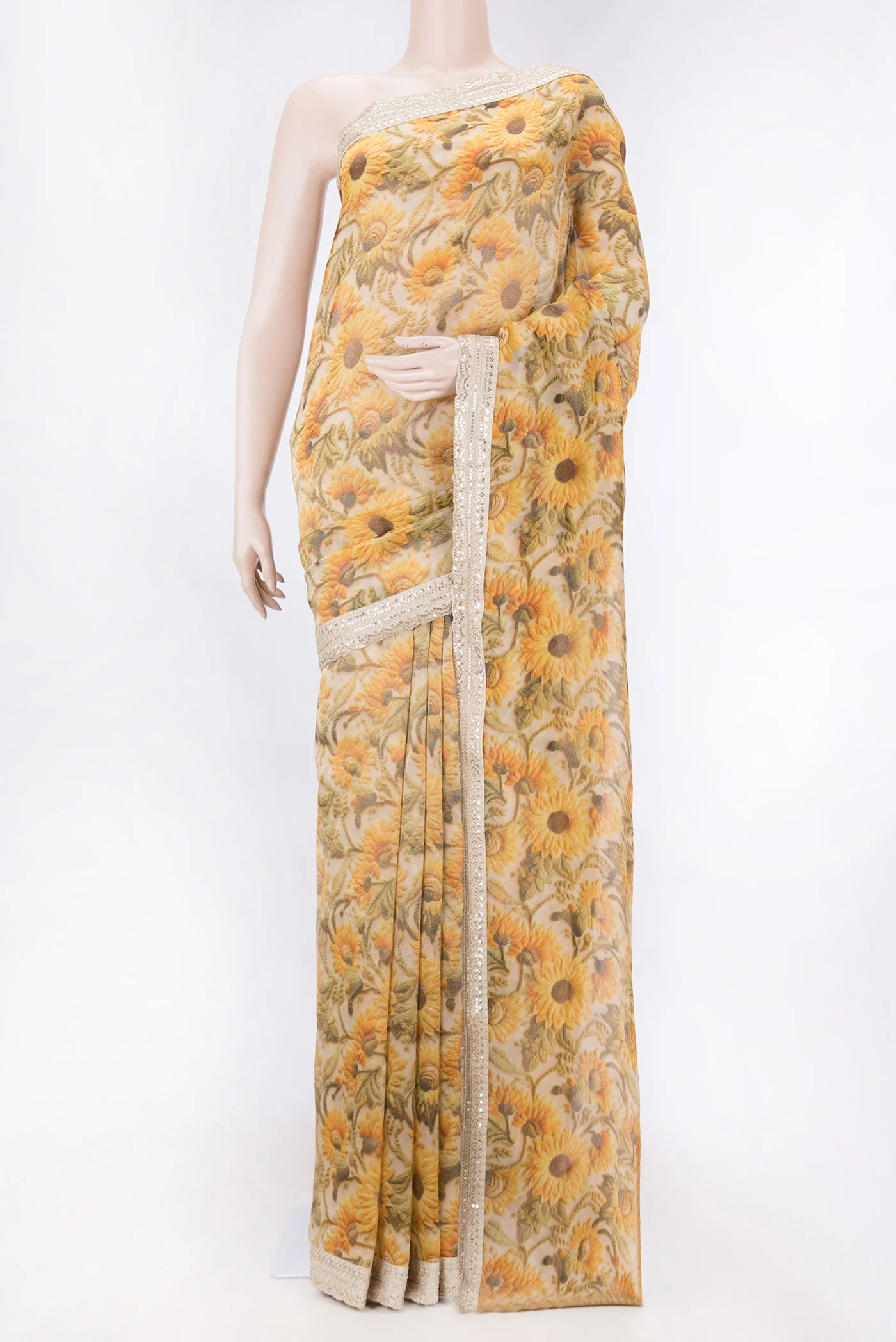 Beige Dual Tone Tissue Silk Saree