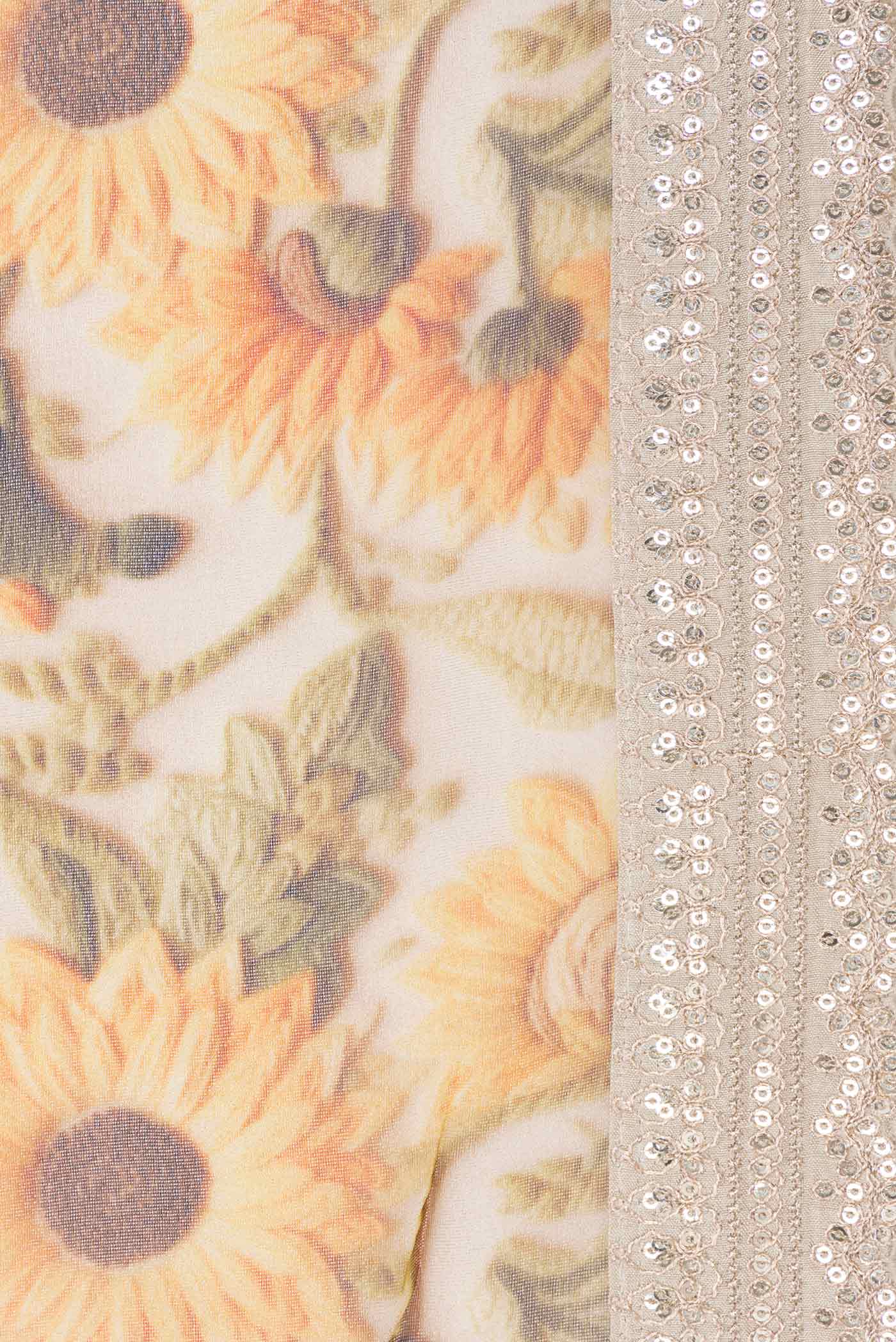 Beige Dual Tone Tissue Silk Saree - Image 3