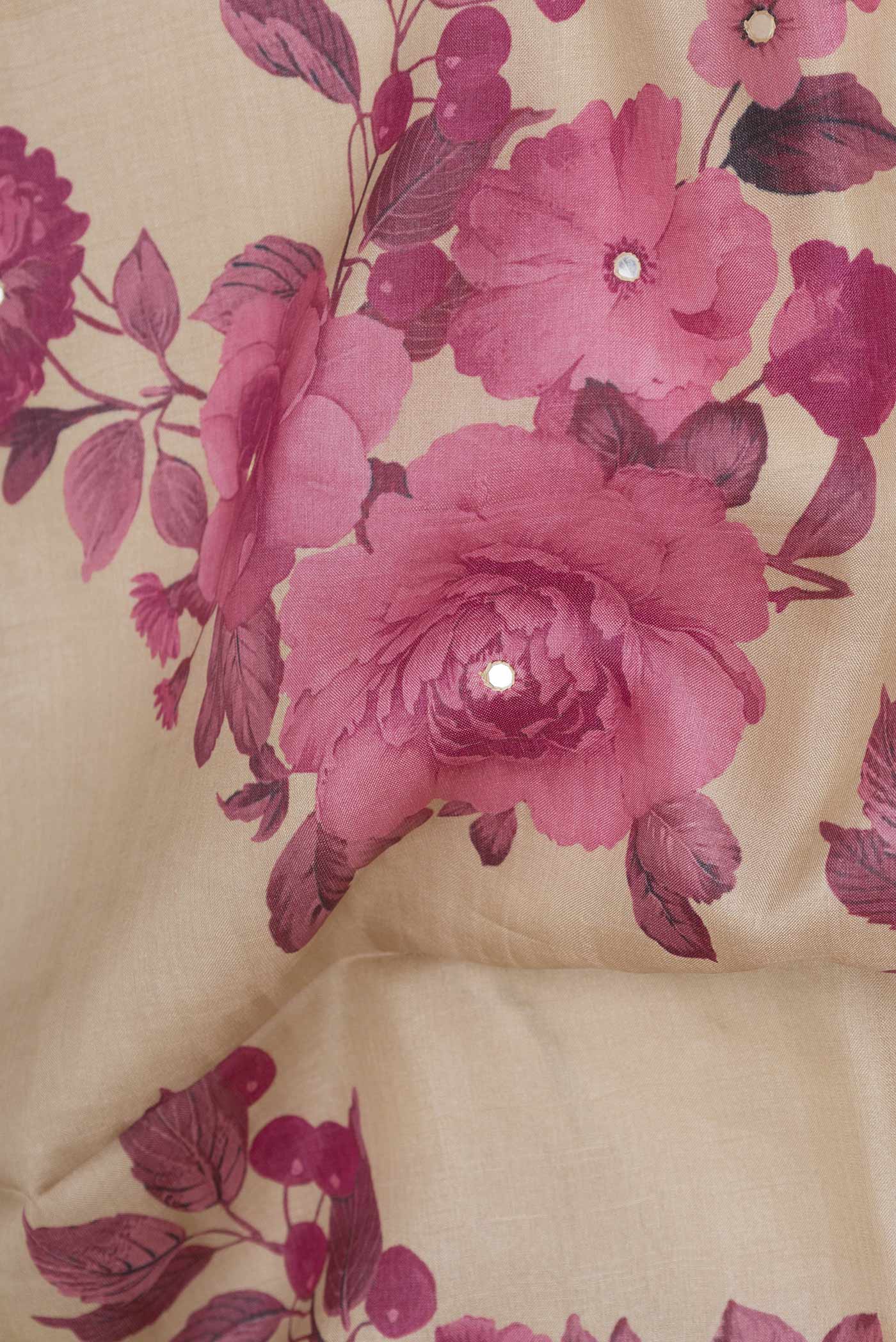 Beige Dual Tone Tussar Saree - Image 2