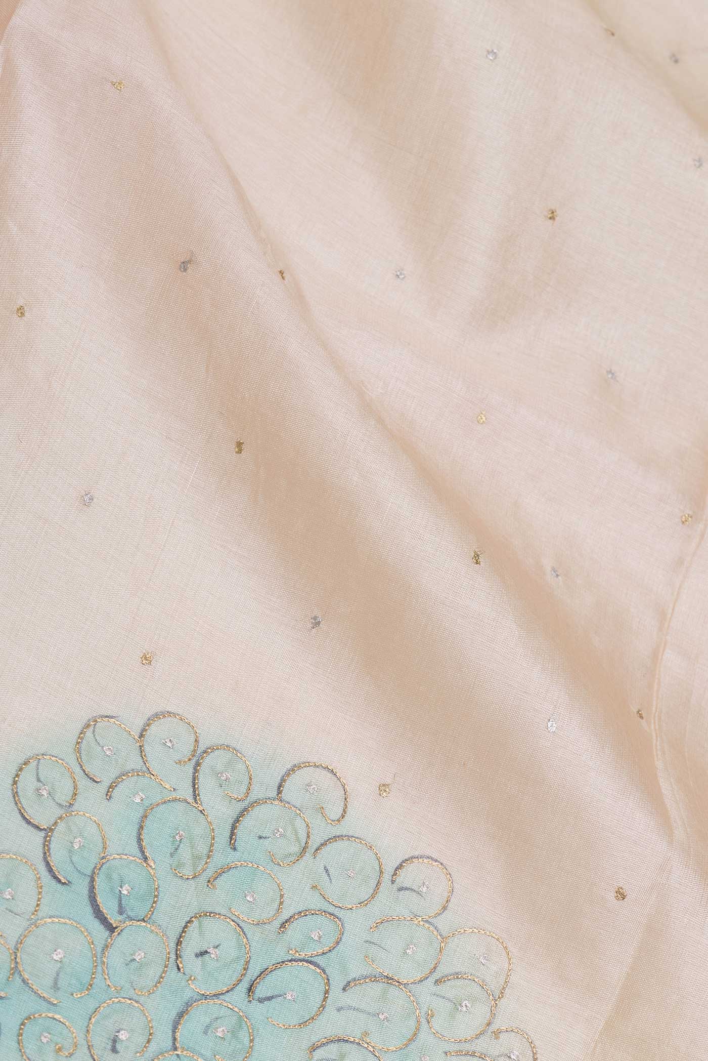 Beige Dual Tone Tussar Saree - Image 2