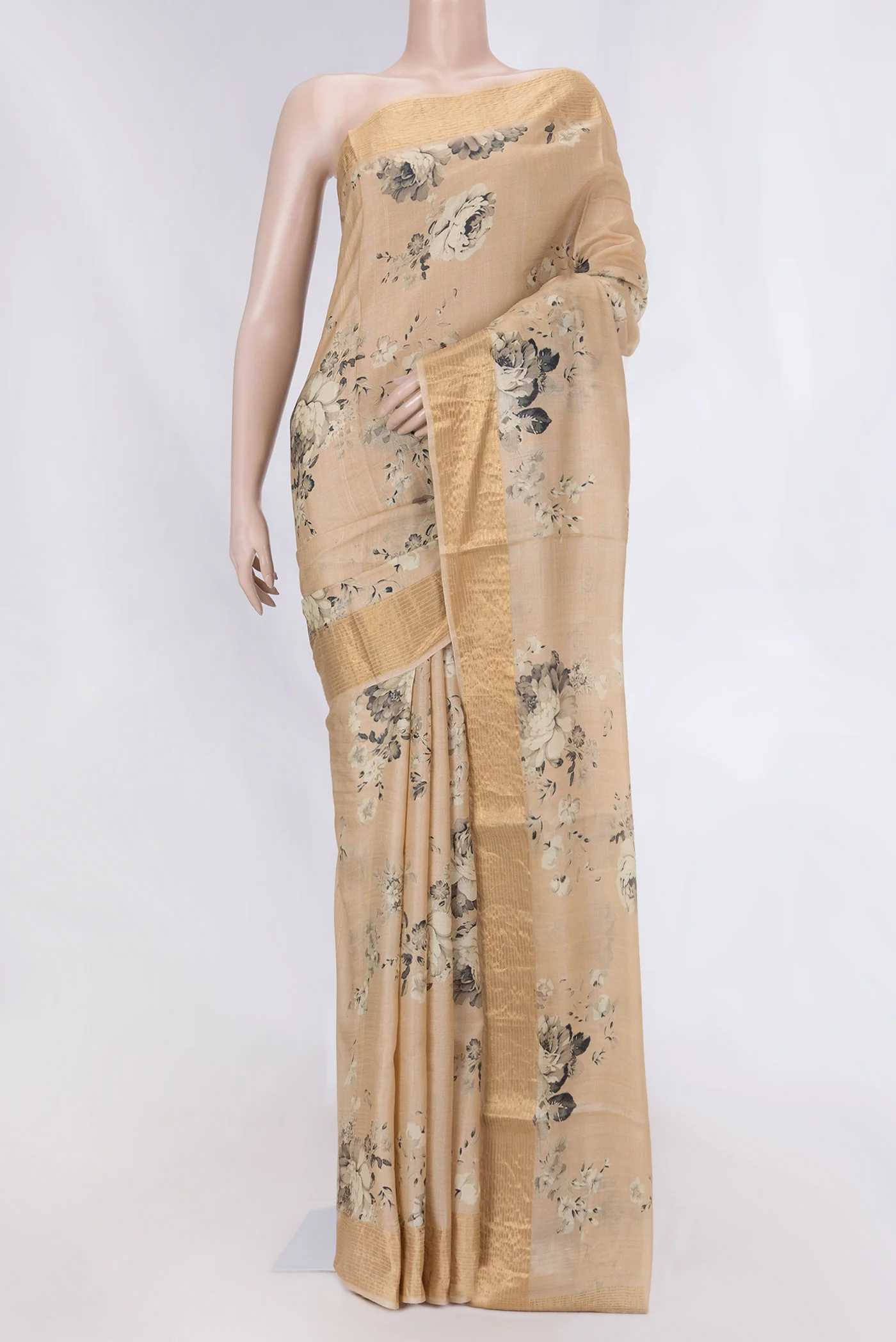 Beige Dual Tone Tussar Saree