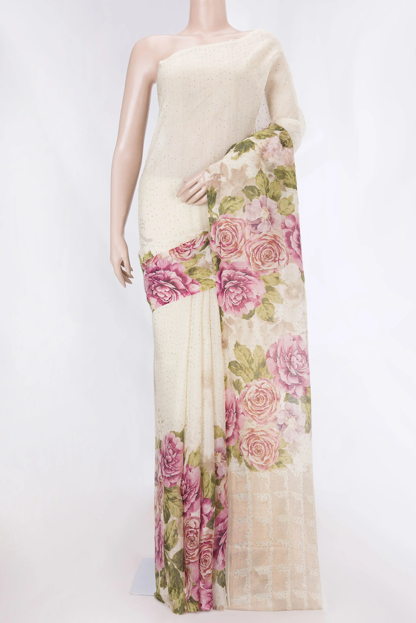 Beige Dual Tone Tussar Saree