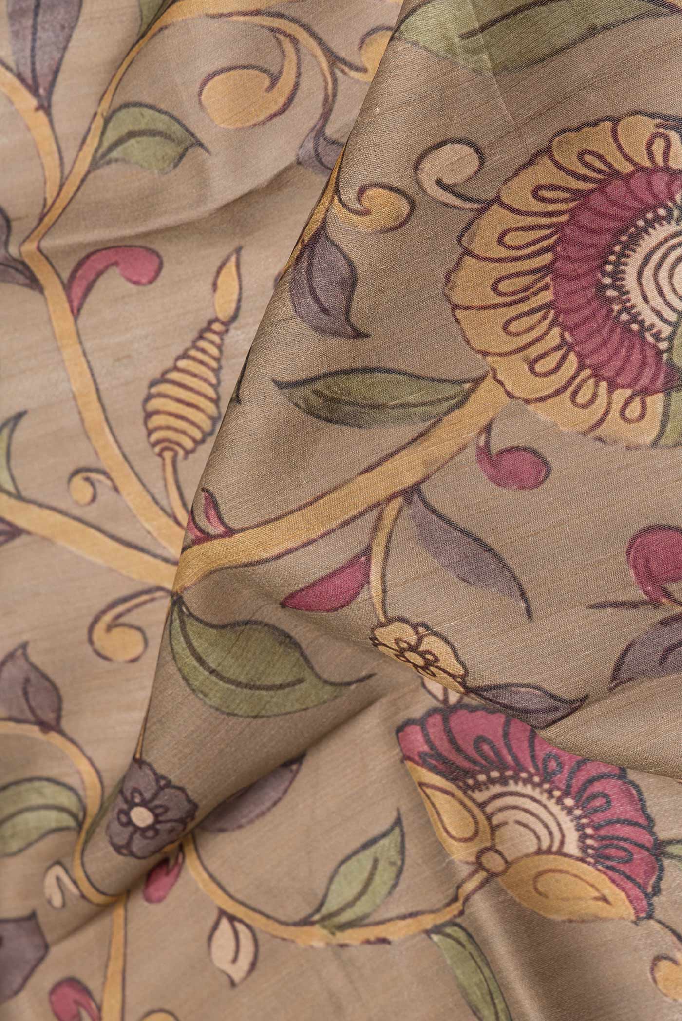 Beige Dual Tone Tussar Saree - Image 2