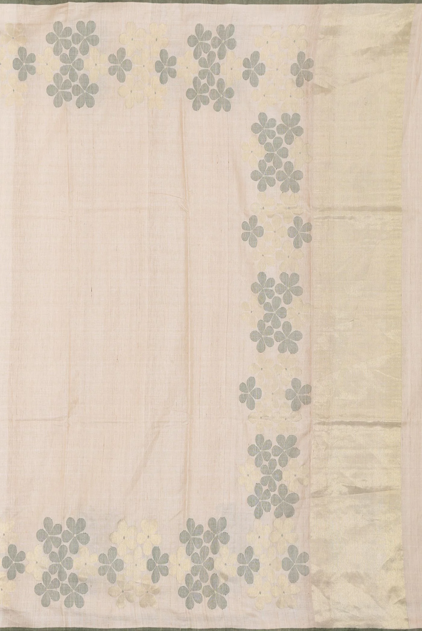 Beige Dual Tone Tussar Silk Saree - Image 7