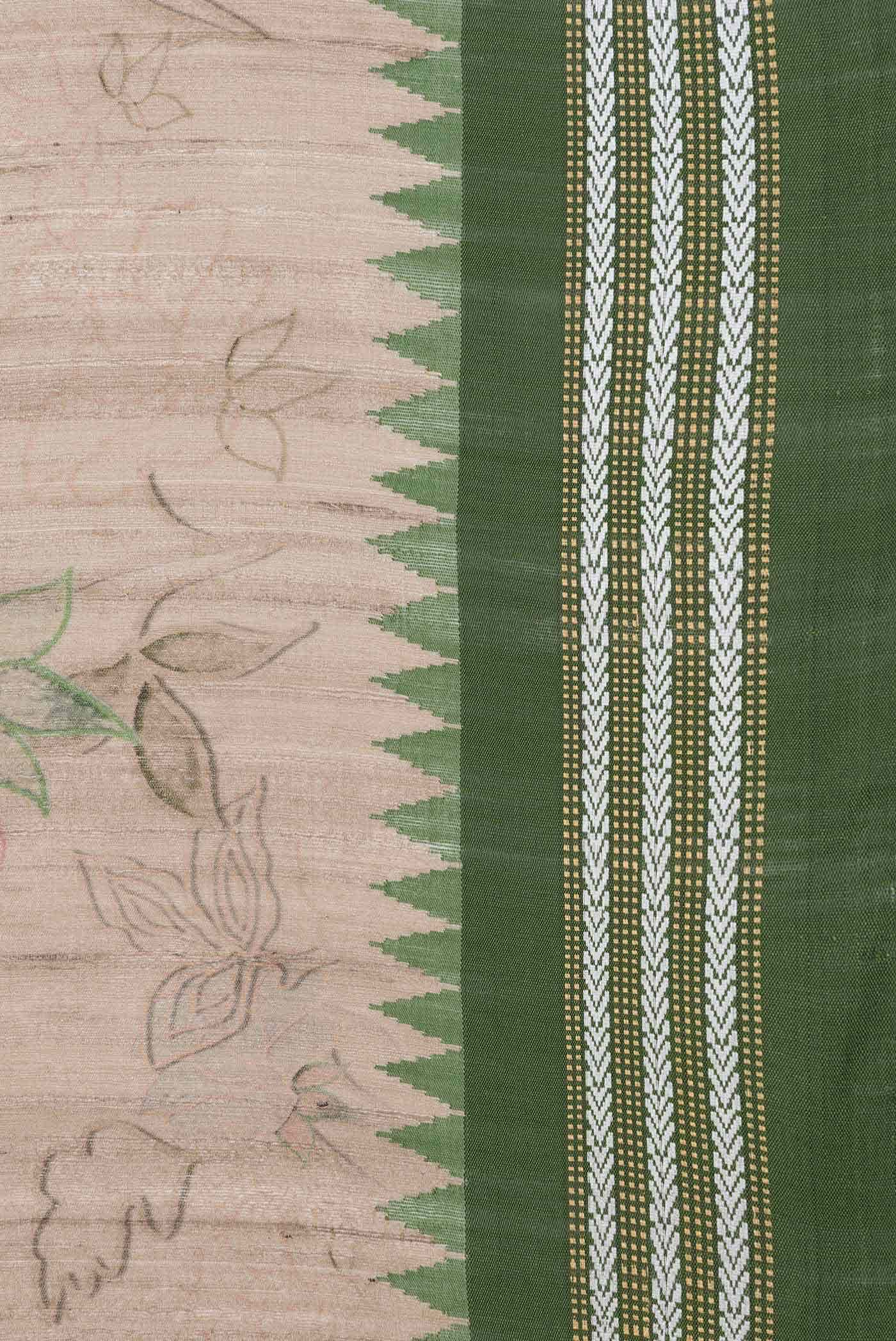 Beige Dual Tone Tussar Silk Saree - Image 3