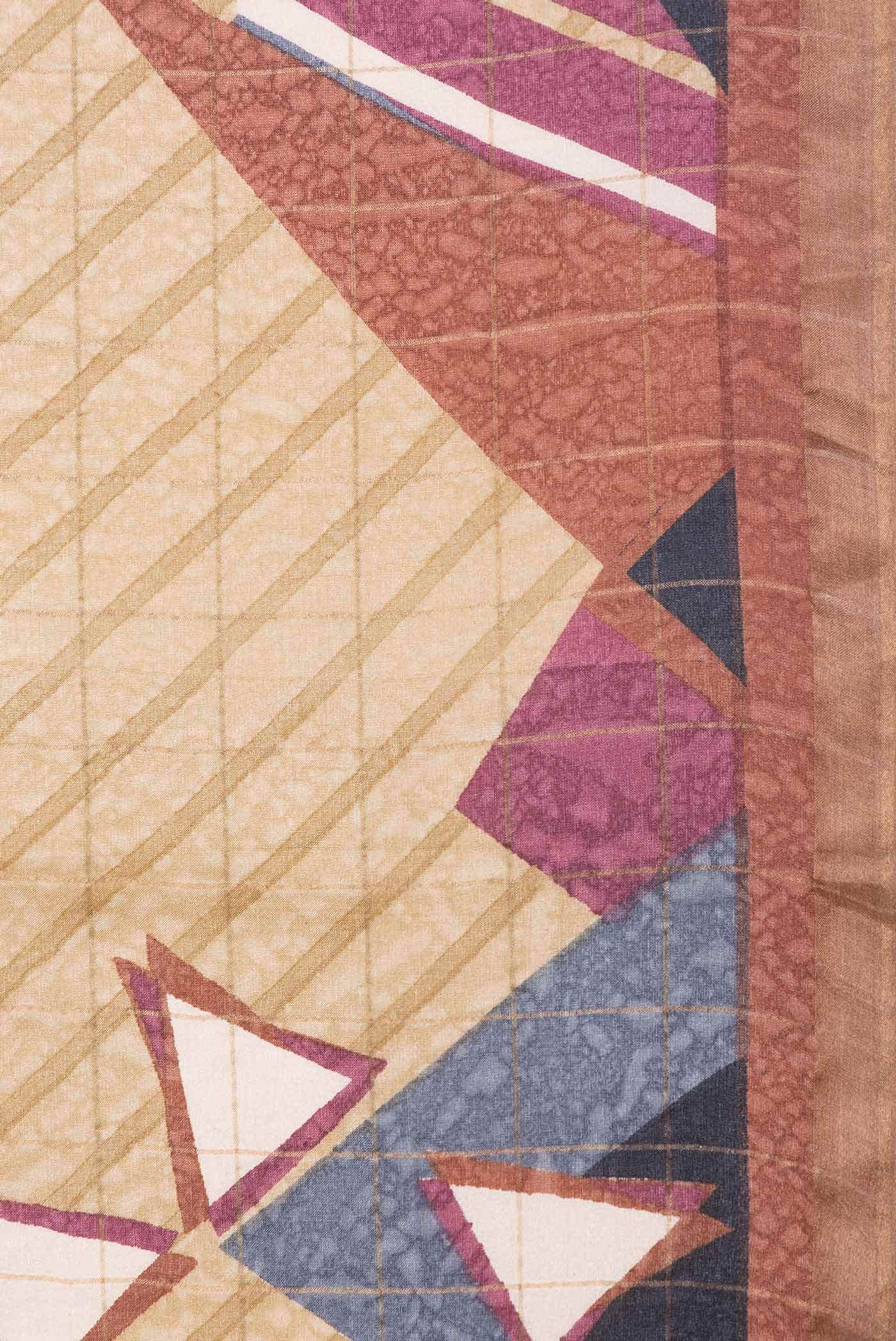 Beige Dual Tone Tussar Silk Saree - Image 3