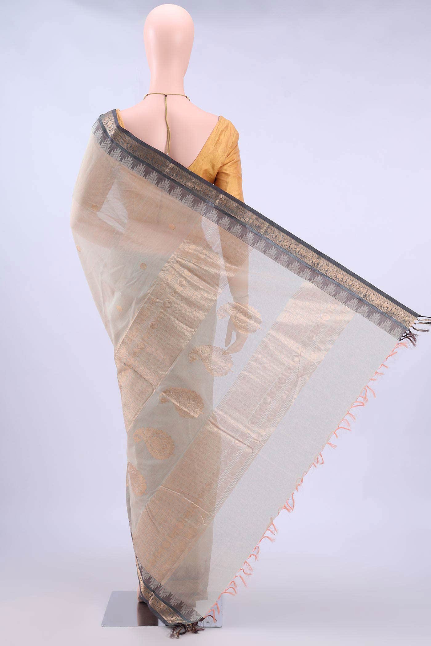 Beige Kanchi Cotton Saree - Image 2