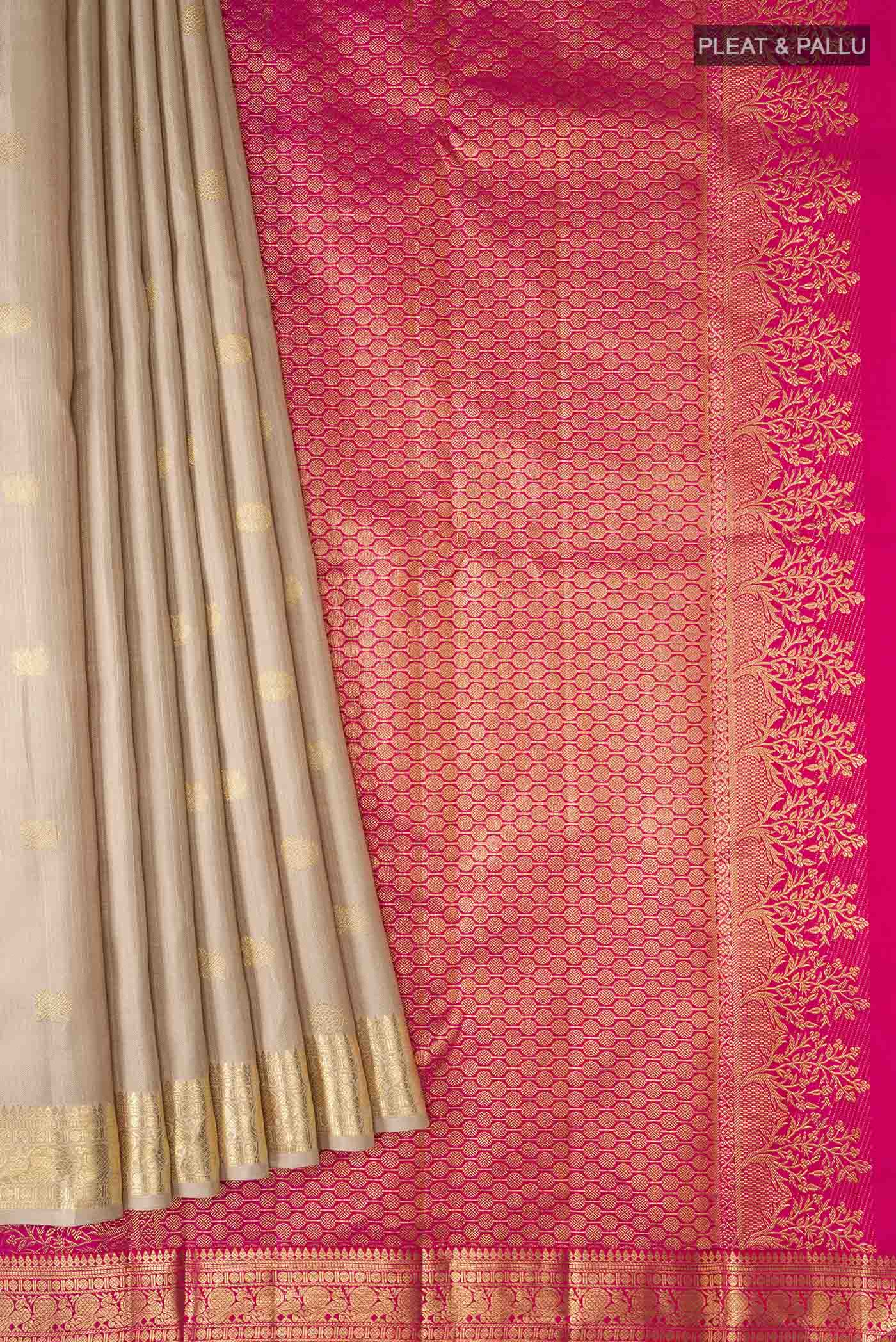 Beige Kanchipuram Silk Saree - Image 4
