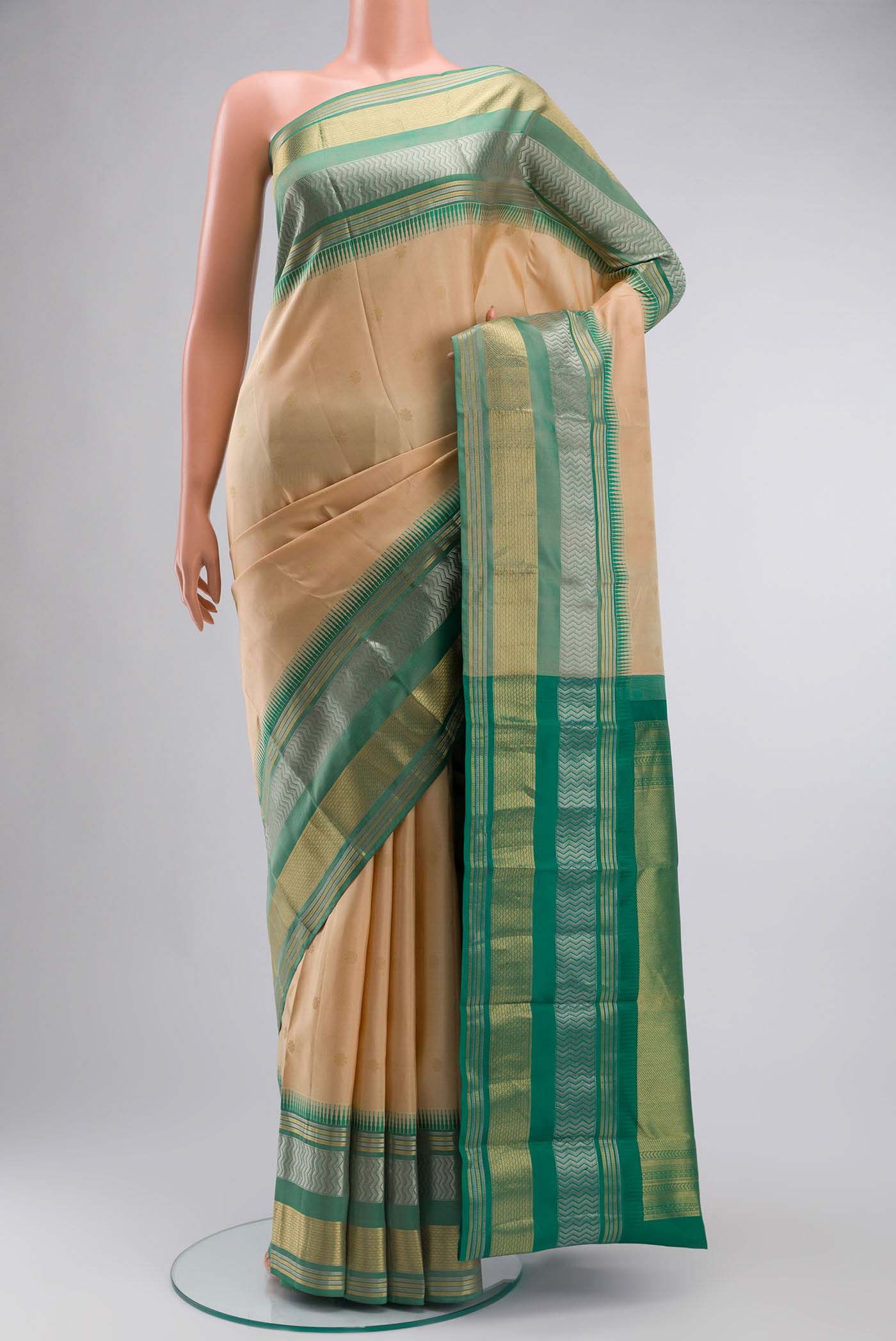 Beige Kanjivaram Silk Saree