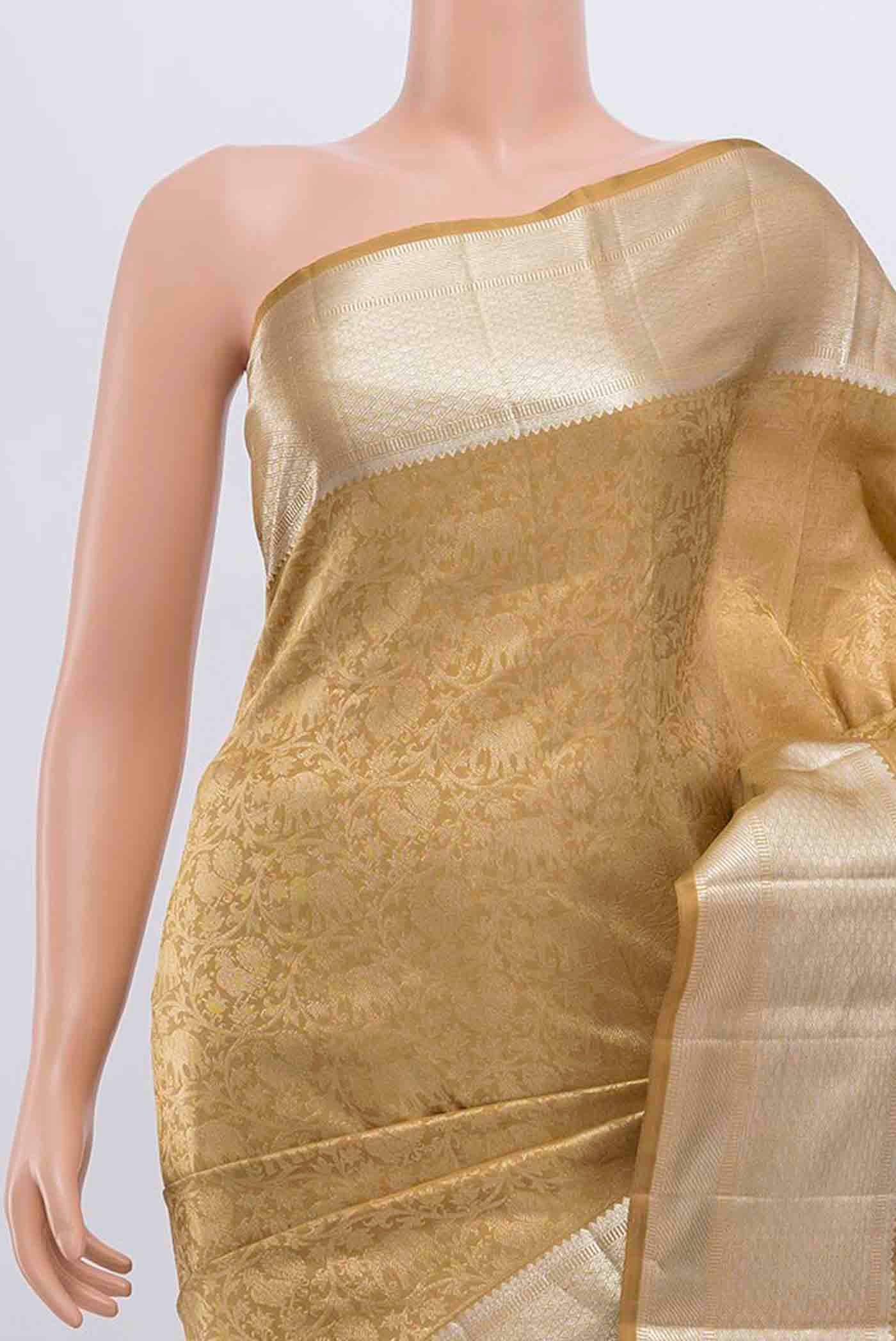 Beige Kanchipuram Silk Saree - Image 2