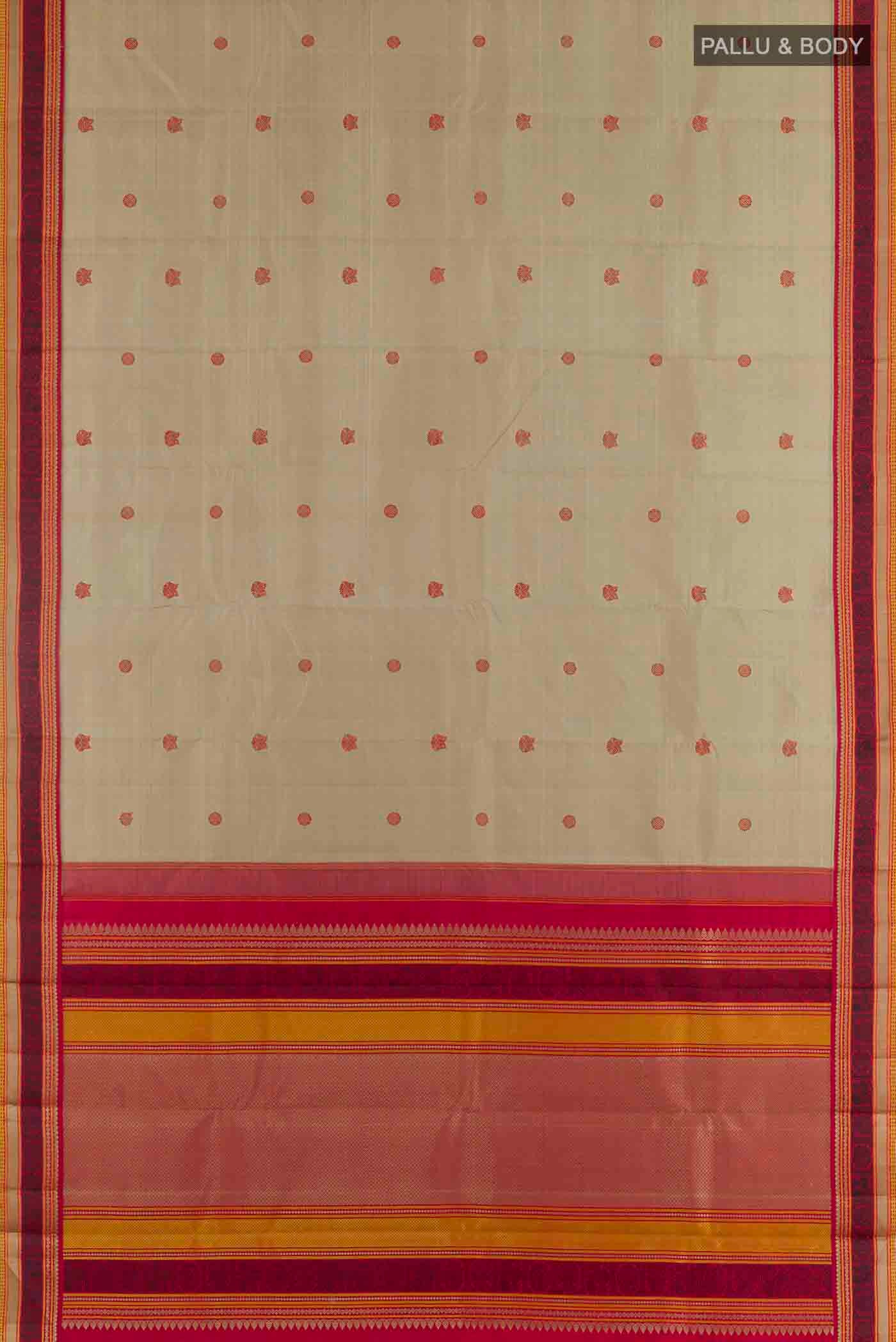 Beige Kanjivaram Silk Saree - Image 6