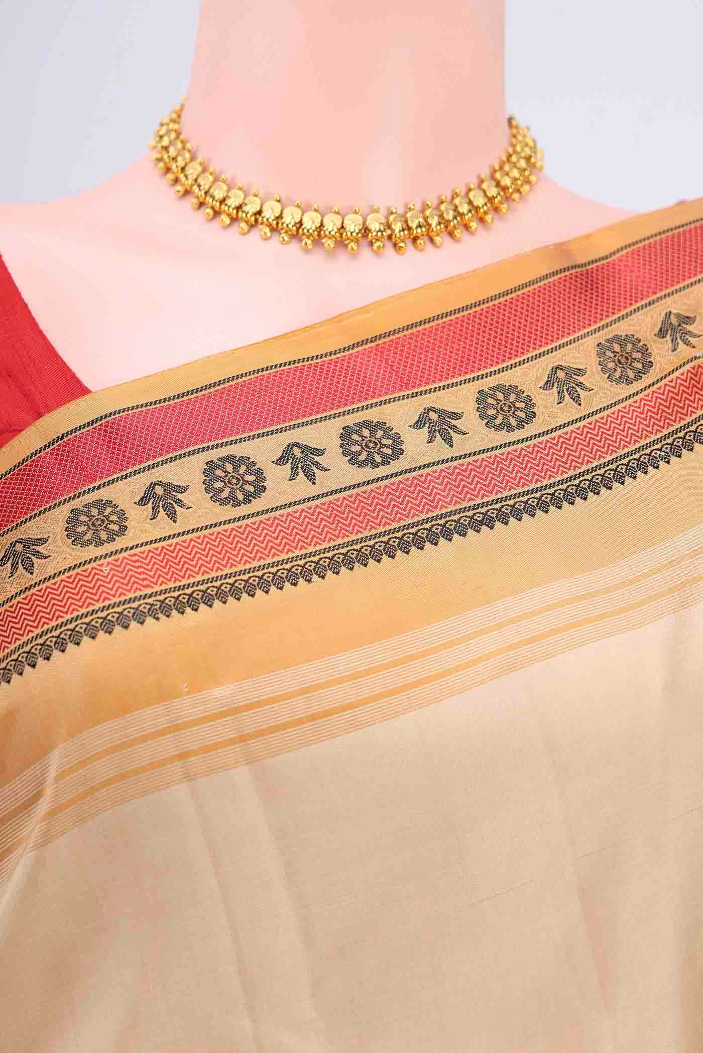 Beige Kanjivaram Silk Saree - Image 2