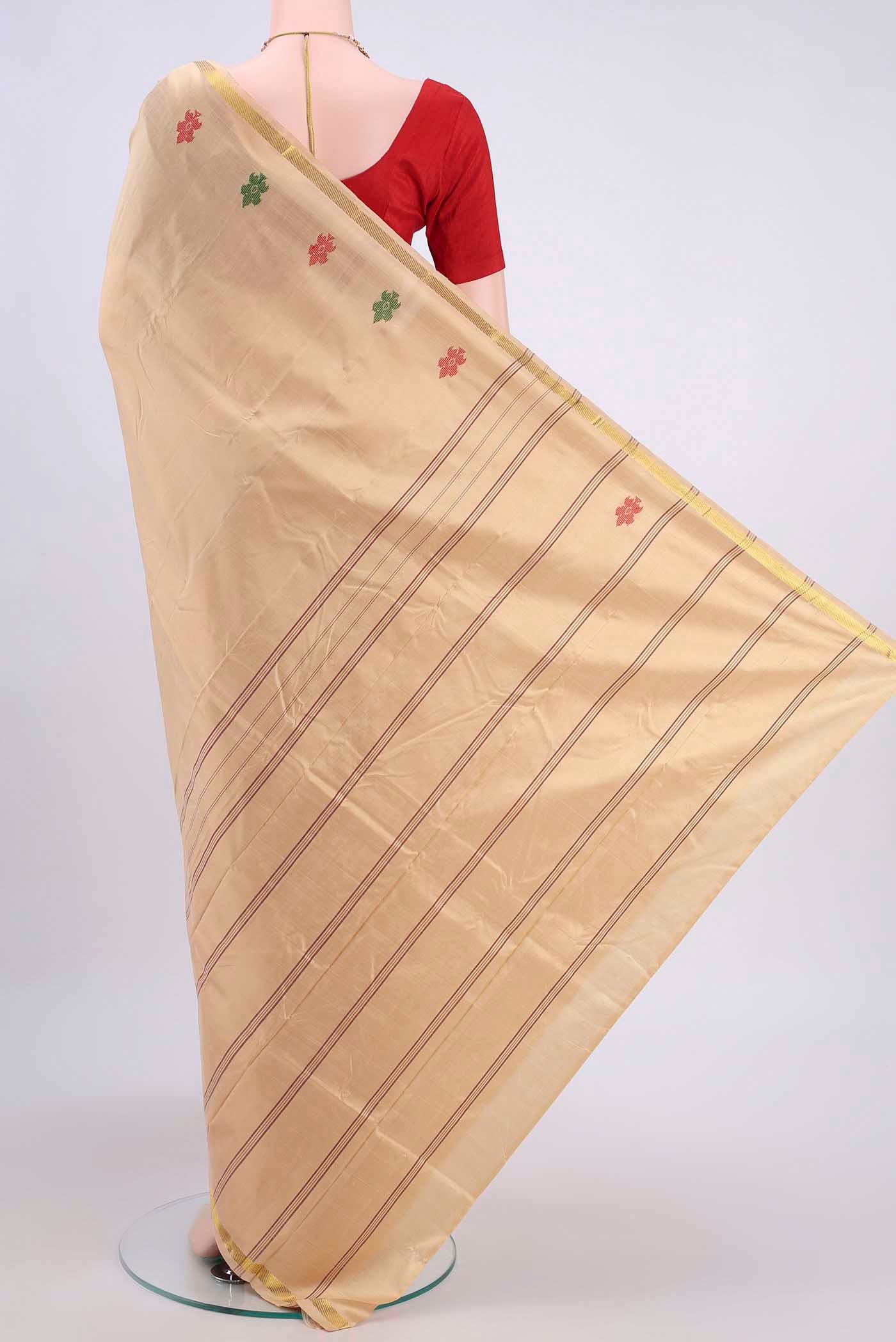 Beige Kanchipuram Silk Saree - Image 3